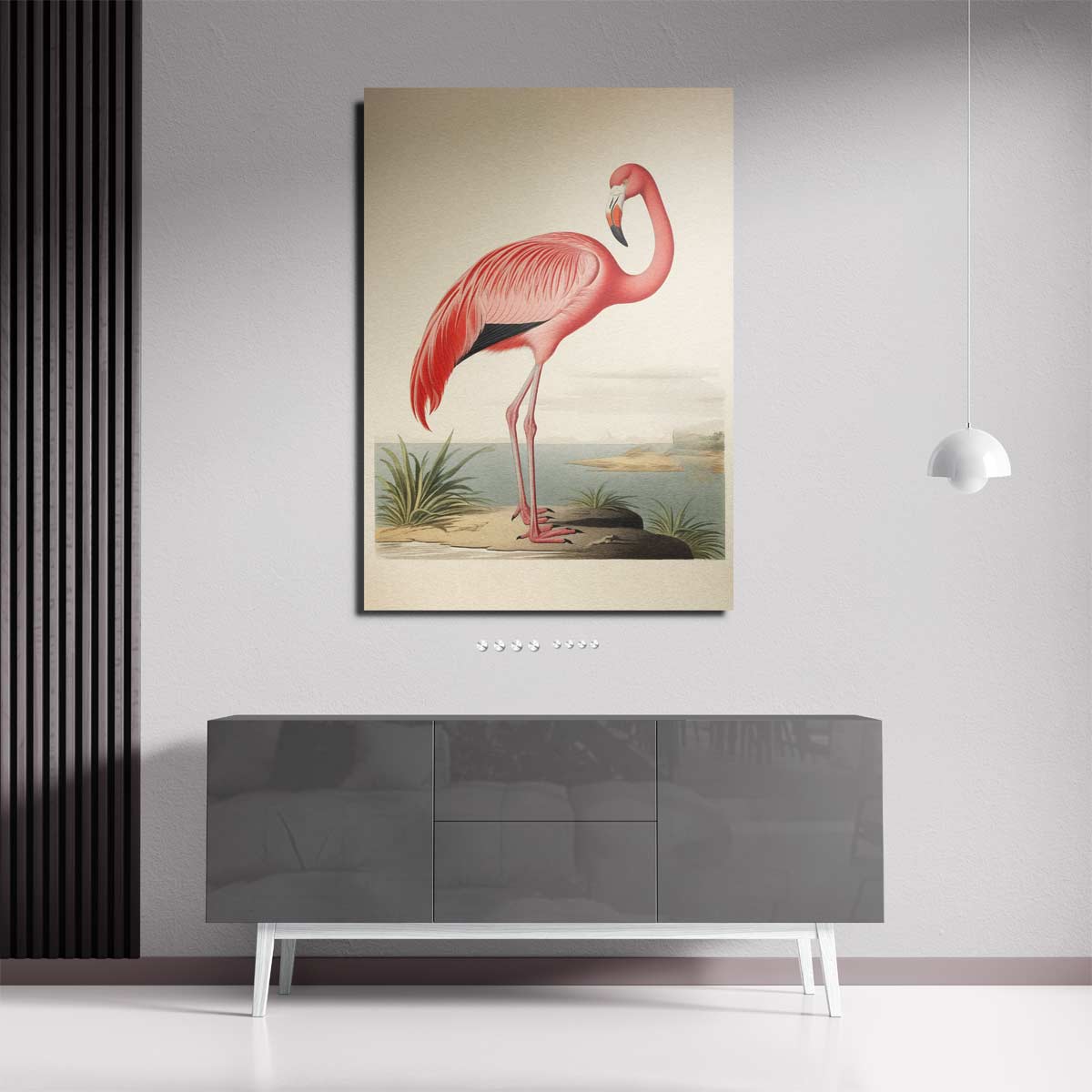 Elegante Flamingo Print Kunstwerk-canvas-dibond-plexiglas-wanddecoratie-WallArtistic