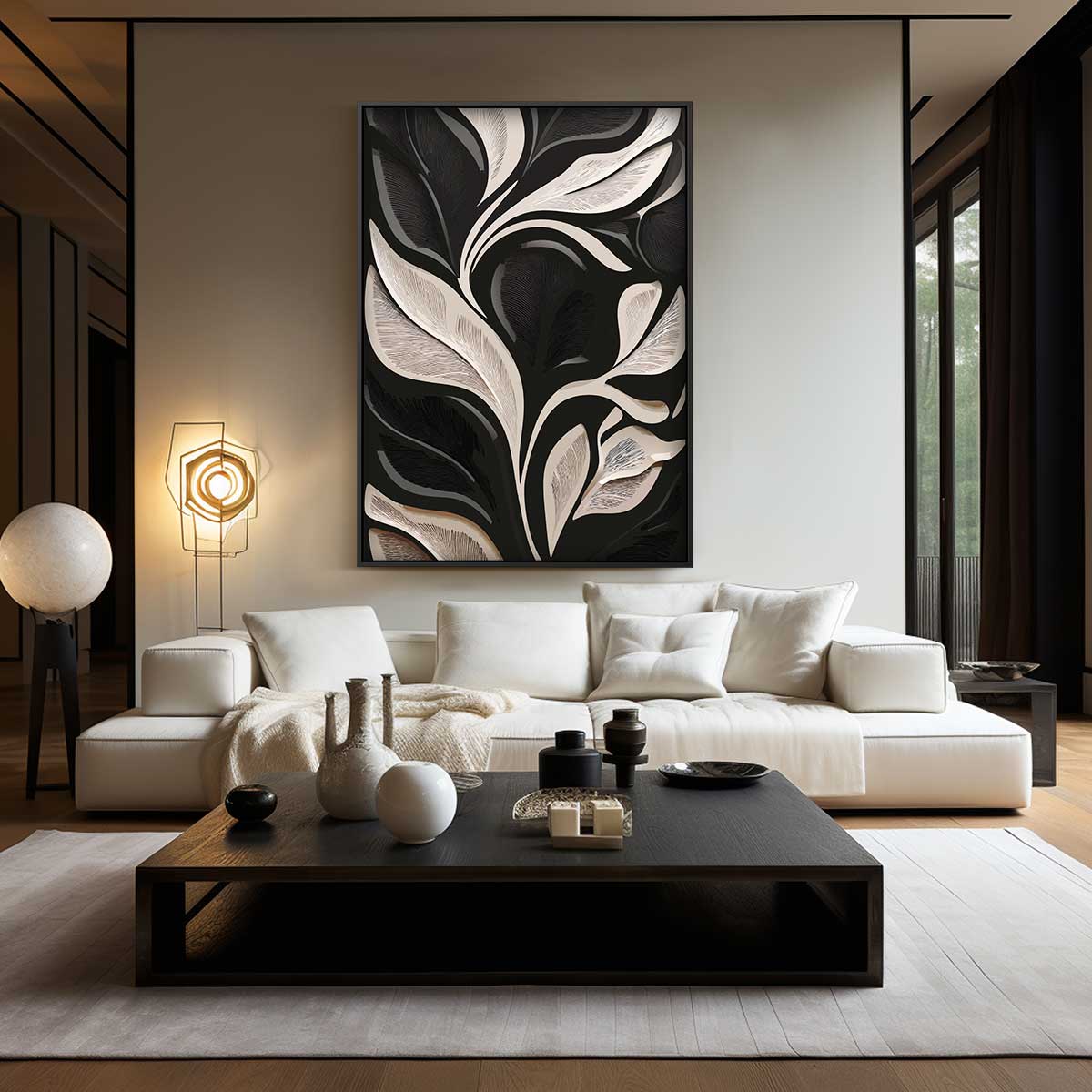 Moderne Bladpatroon Kunst Kunstwerk-canvas-dibond-plexiglas-wanddecoratie-WallArtistic