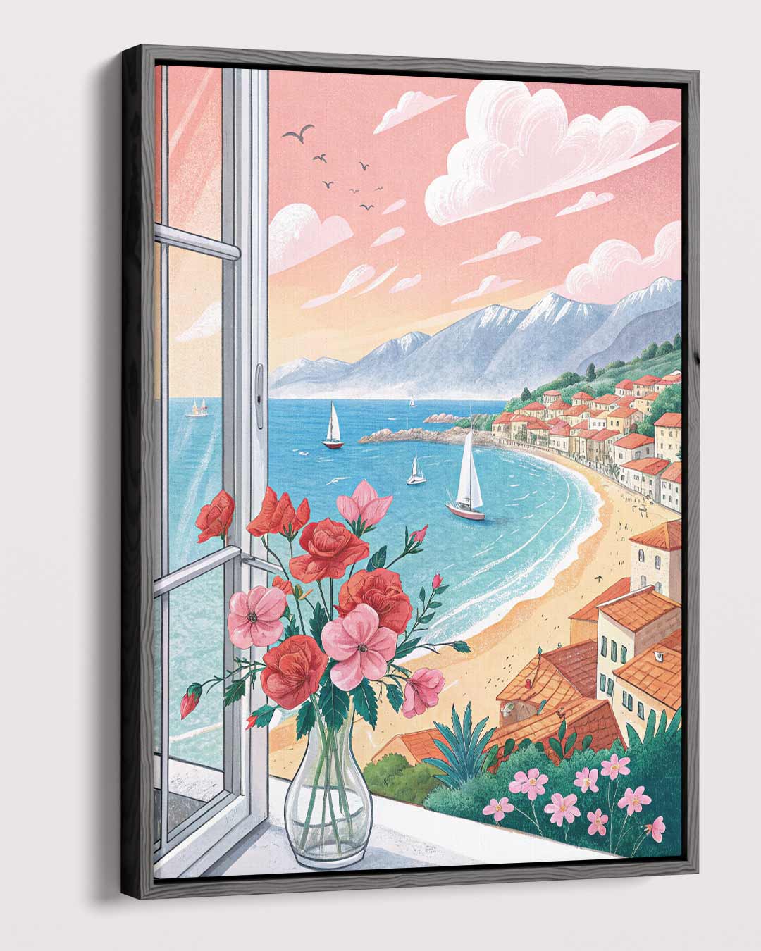 Uitzicht aan de Middellandse Zee Kunstwerk-canvas-dibond-plexiglas-wanddecoratie-WallArtistic