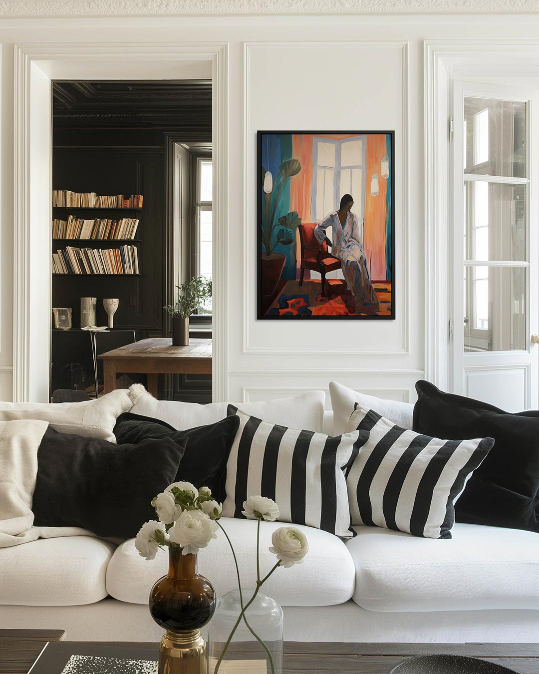 Vrouw in interieur Kunstwerk