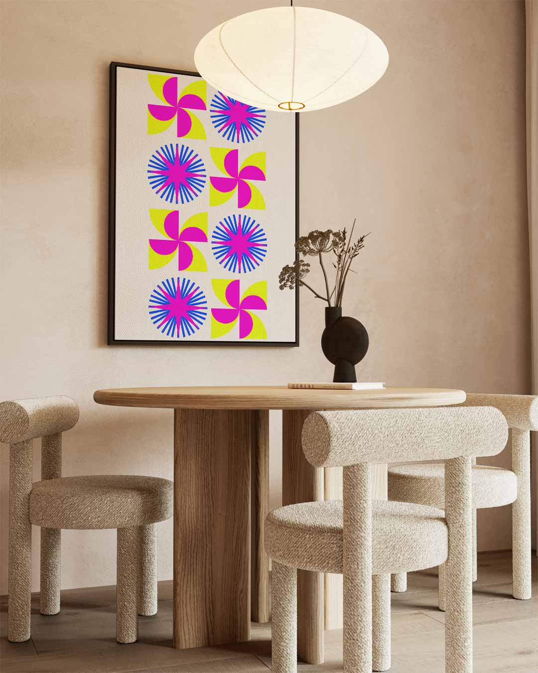 Kleurrijke Geometrische Expressie Kunstwerk-canvas-dibond-plexiglas-wanddecoratie-WallArtistic