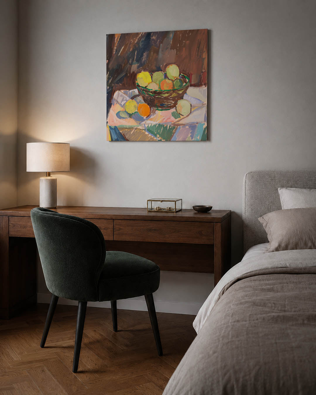 Fruit in mand Kunstwerk