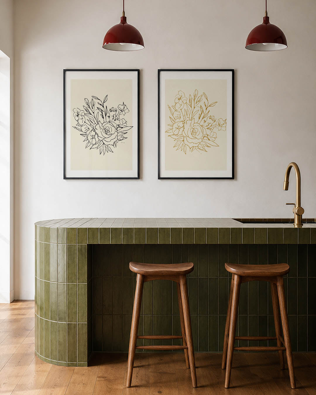 Bloemrijke lijnen Posterset