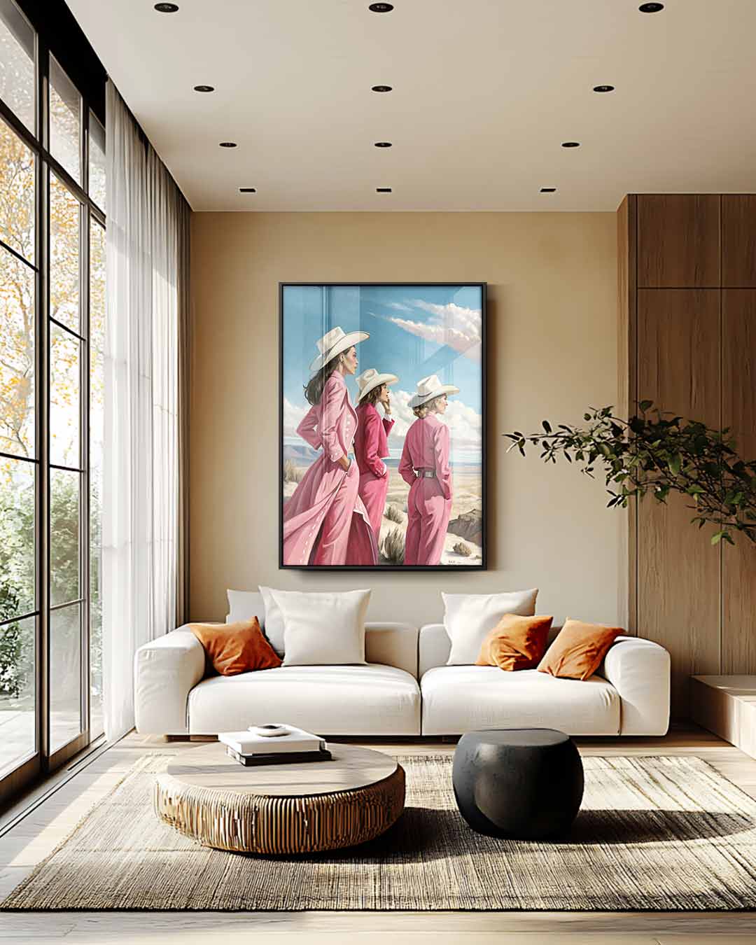 Western Dames in Stijl Kunstwerk-canvas-dibond-plexiglas-wanddecoratie-WallArtistic