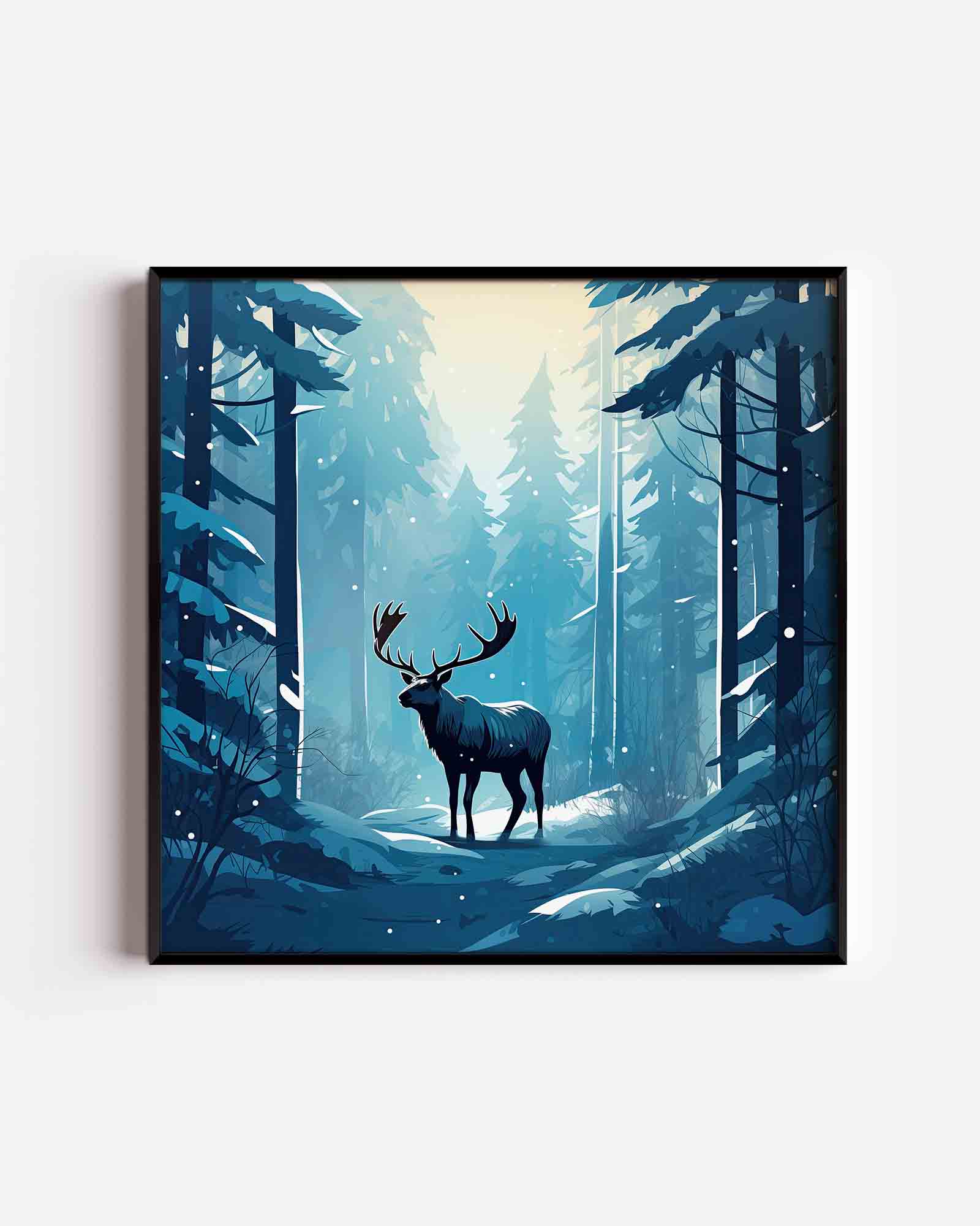 Hert in winterbos Poster