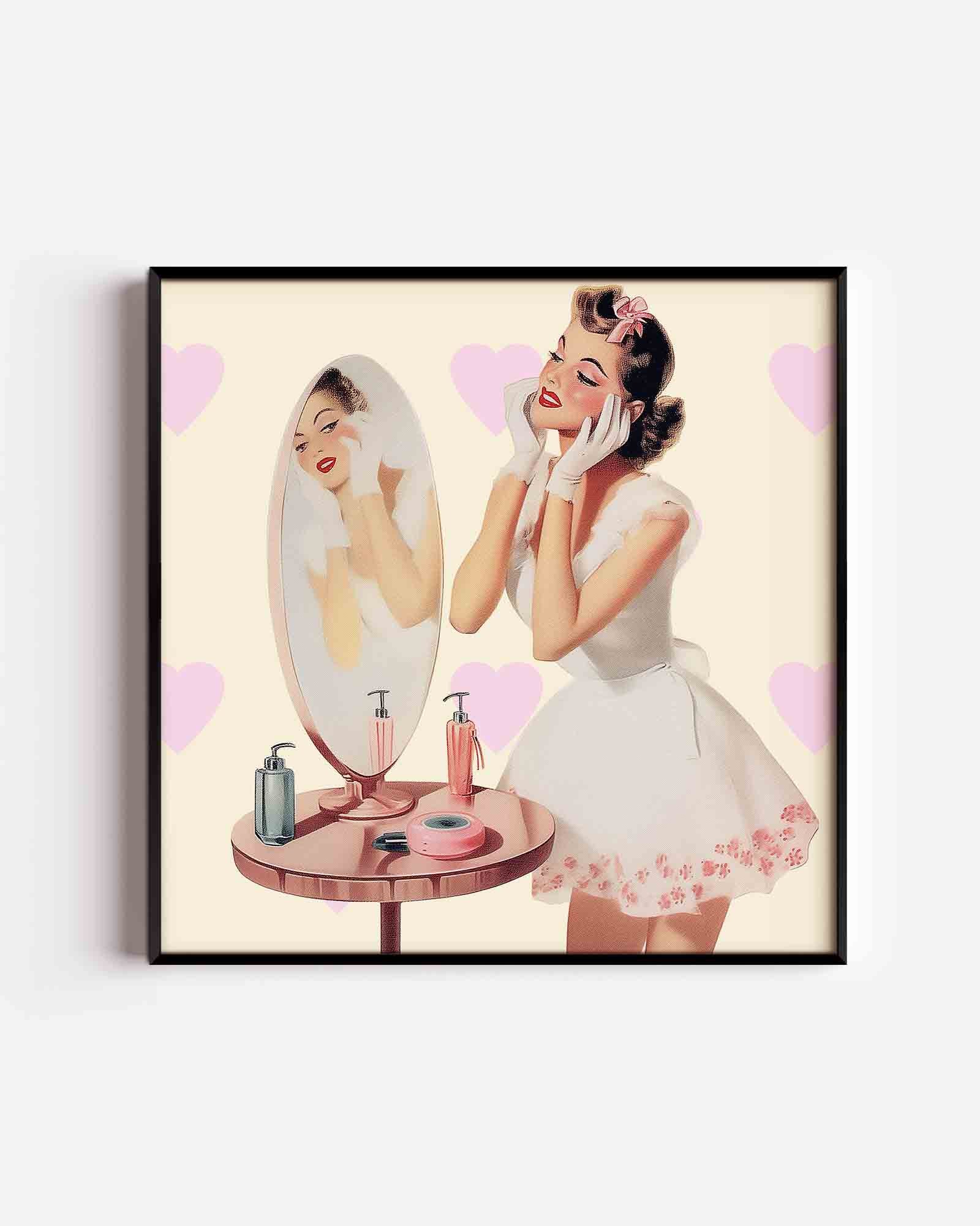 Vrouw bij kaptafel Poster