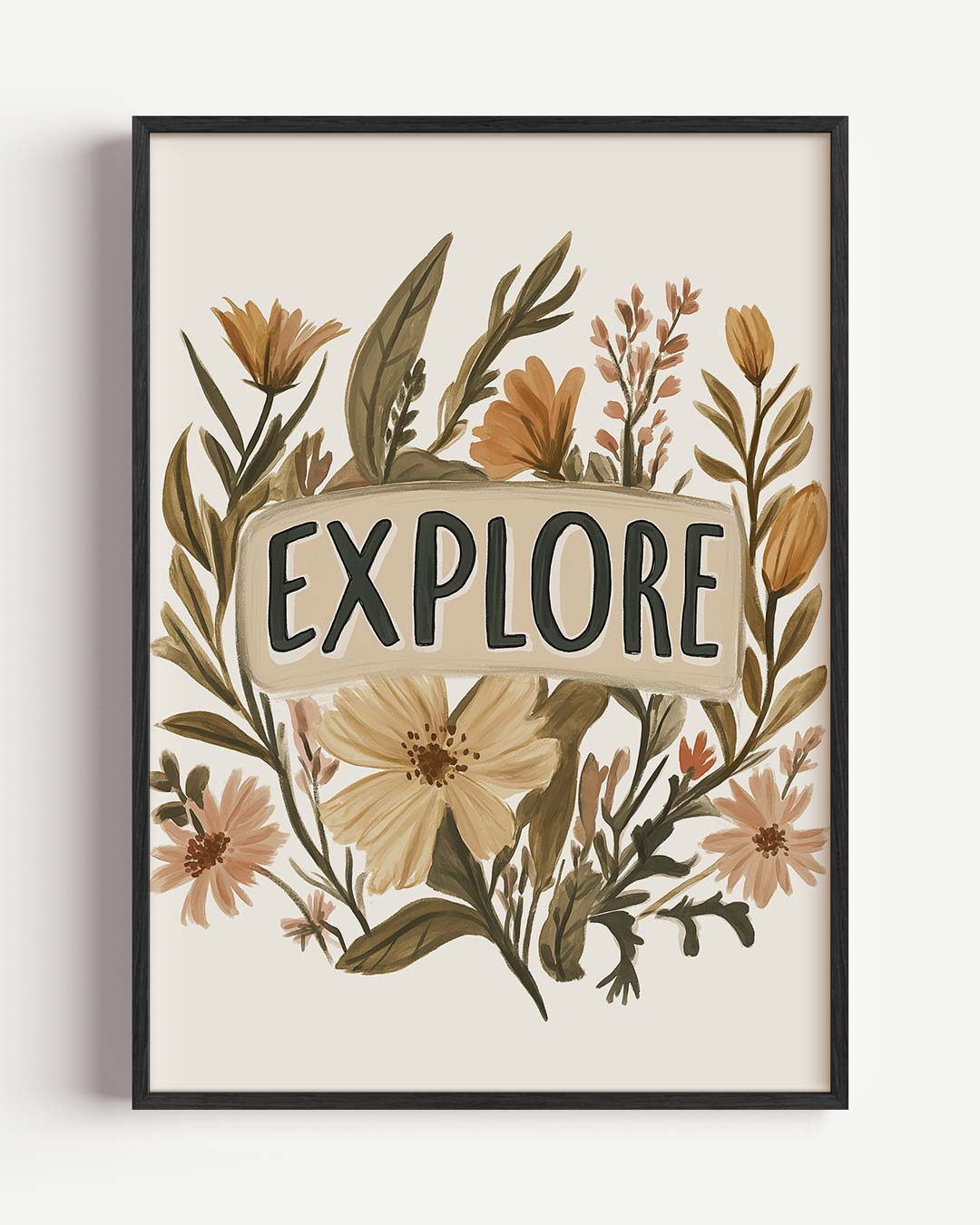 Verken de Wereld Bloemenposter