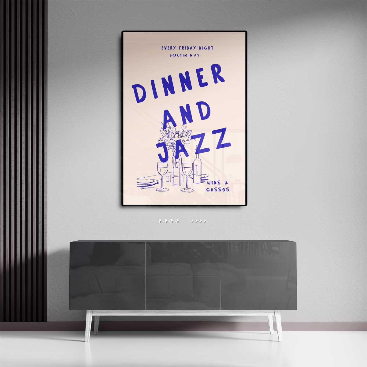 Avondje Uit: Diner en Jazz Kunstwerk-canvas-dibond-plexiglas-wanddecoratie-WallArtistic