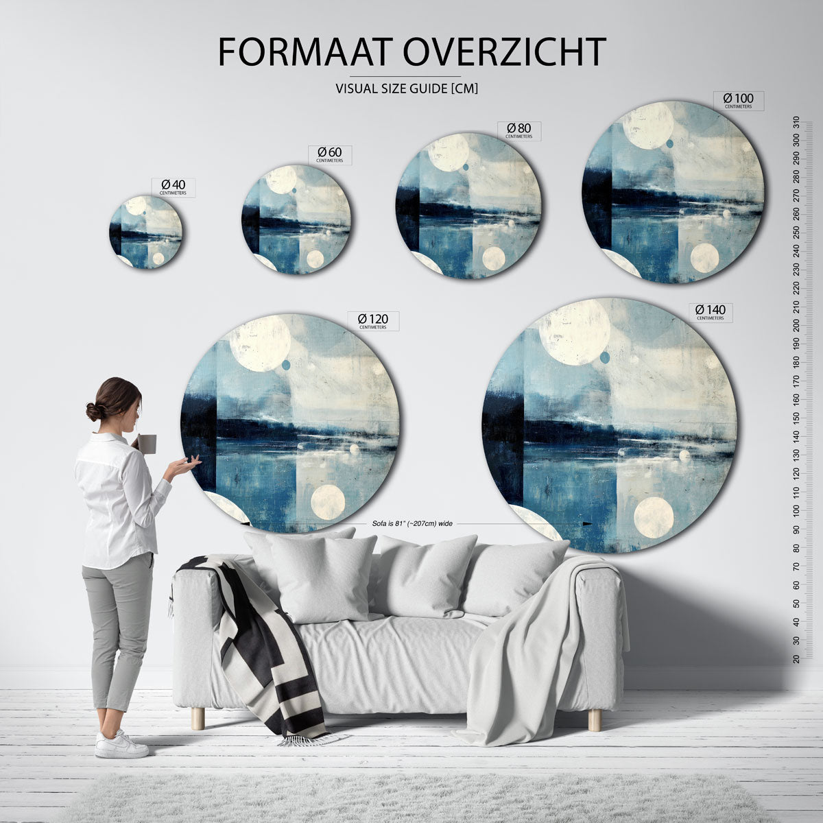 Blauwe cirkels Muurcirkel