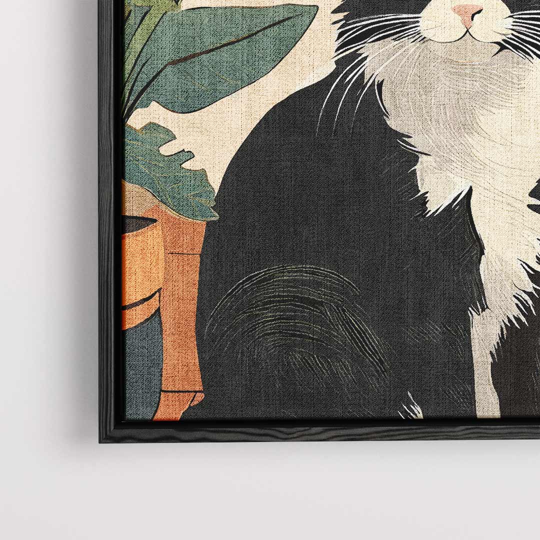 Kat tussen Planten Kunstwerk-canvas-dibond-plexiglas-wanddecoratie-WallArtistic