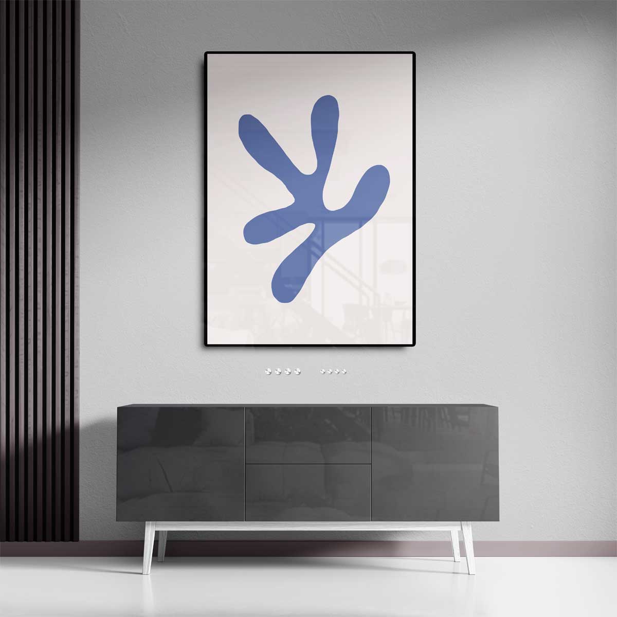 Abstracte Vormen in Blauw Kunstwerk-canvas-dibond-plexiglas-wanddecoratie-WallArtistic