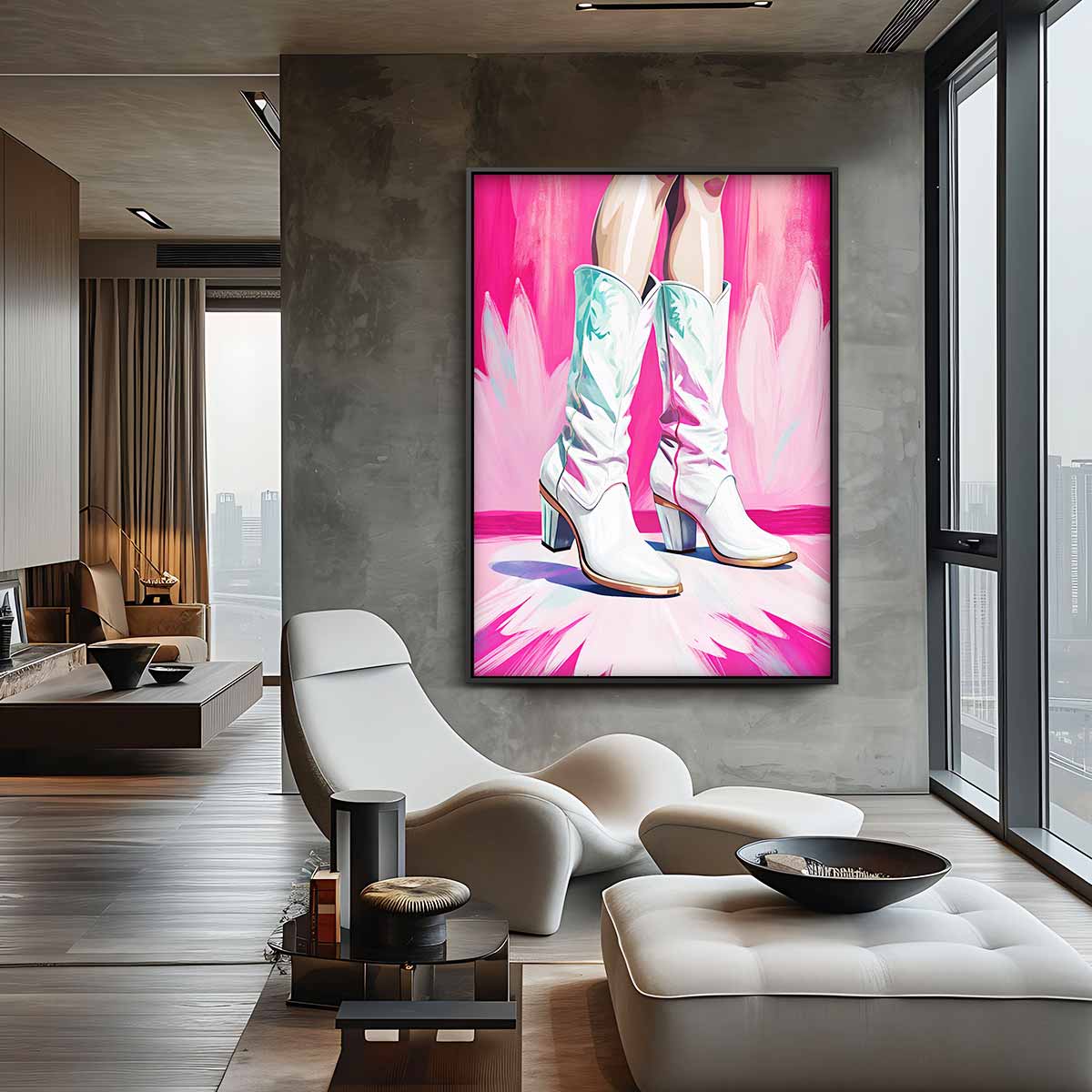 Glanzende Westerse Laarzen Kunstwerk-canvas-dibond-plexiglas-wanddecoratie-WallArtistic