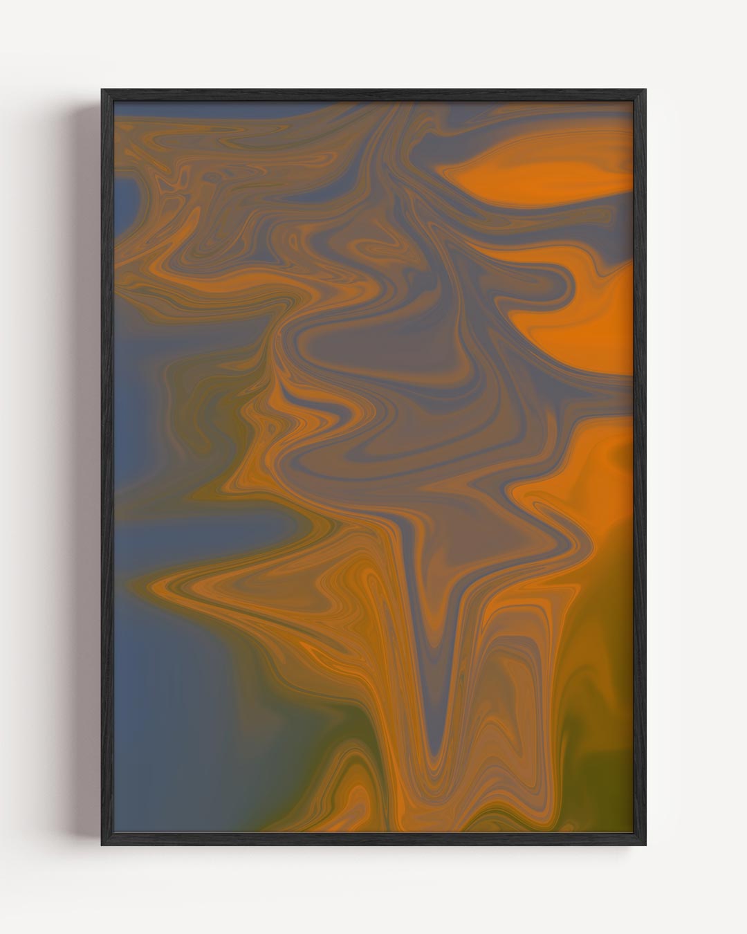 Vloeiende Oranjegloed Abstracte Kunstposter-WallArtistic