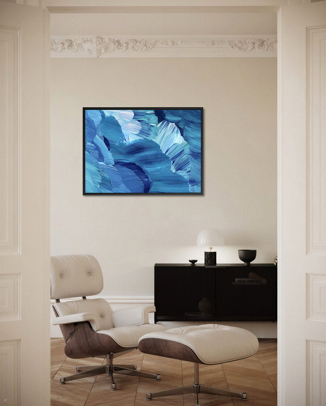 Golvende blauwe bewegingen Kunstwerk