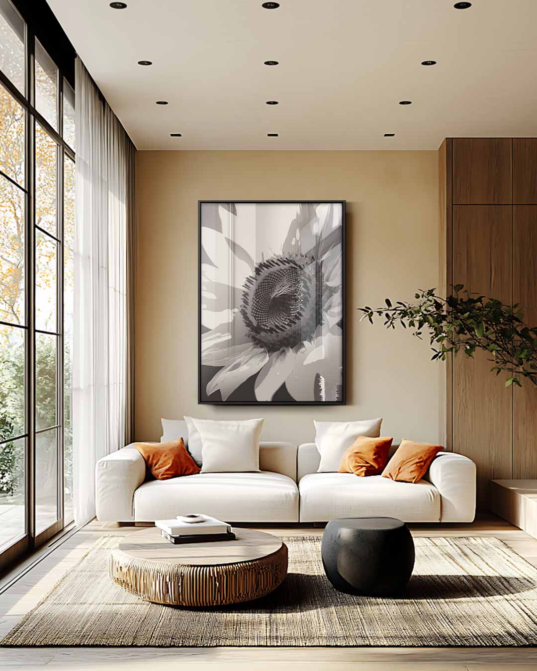 Zachte Zonnebloem Kunstwerk-canvas-dibond-plexiglas-wanddecoratie-WallArtistic
