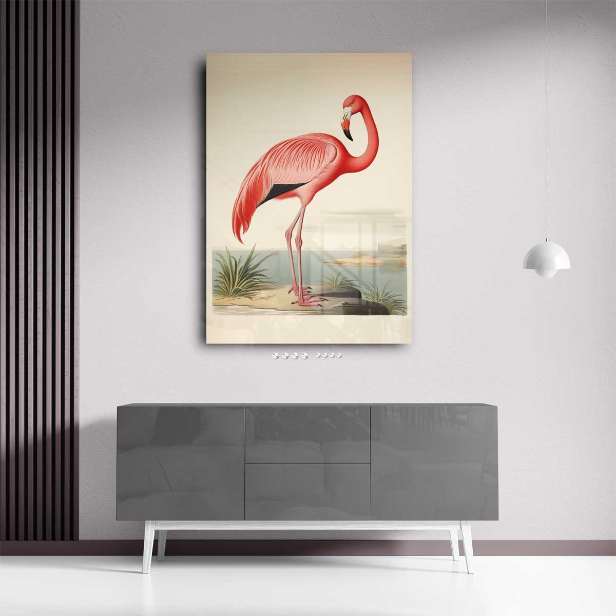 Elegante Flamingo Print Kunstwerk-canvas-dibond-plexiglas-wanddecoratie-WallArtistic
