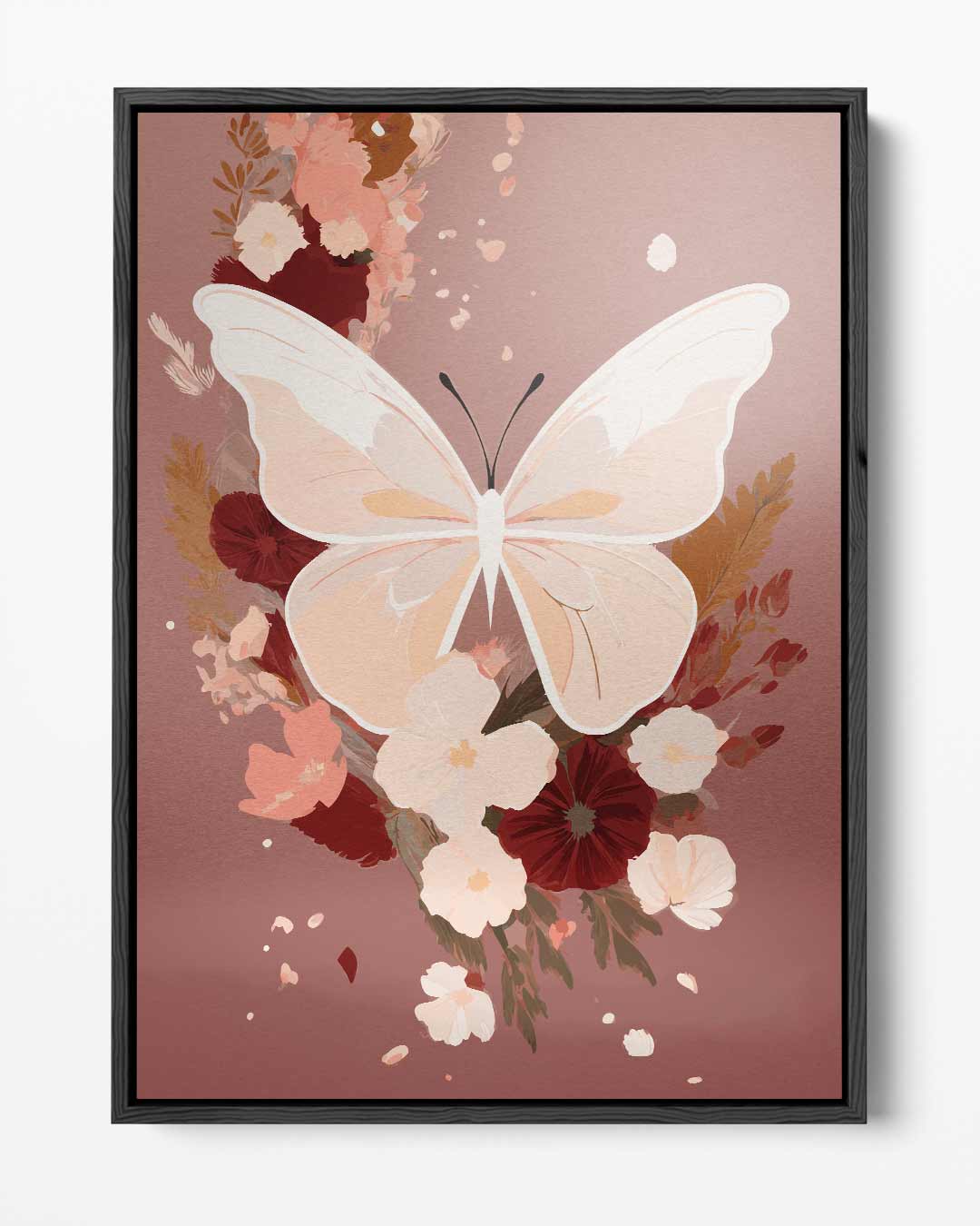 Vlinder op Bloemenpracht Kunstwerk-canvas-dibond-plexiglas-wanddecoratie-WallArtistic