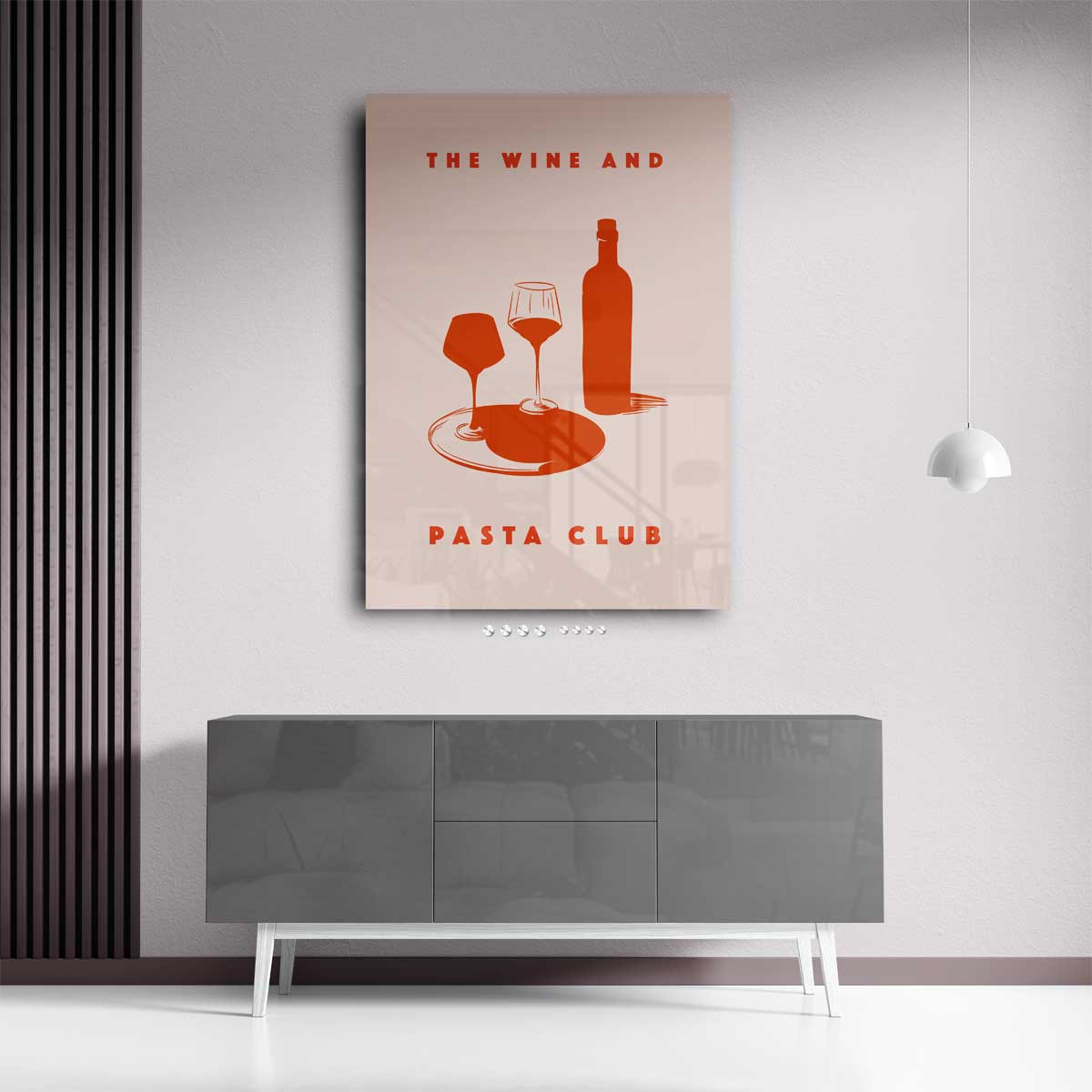 Wijn en Pasta Illustratie Kunstwerk-canvas-dibond-plexiglas-wanddecoratie-WallArtistic