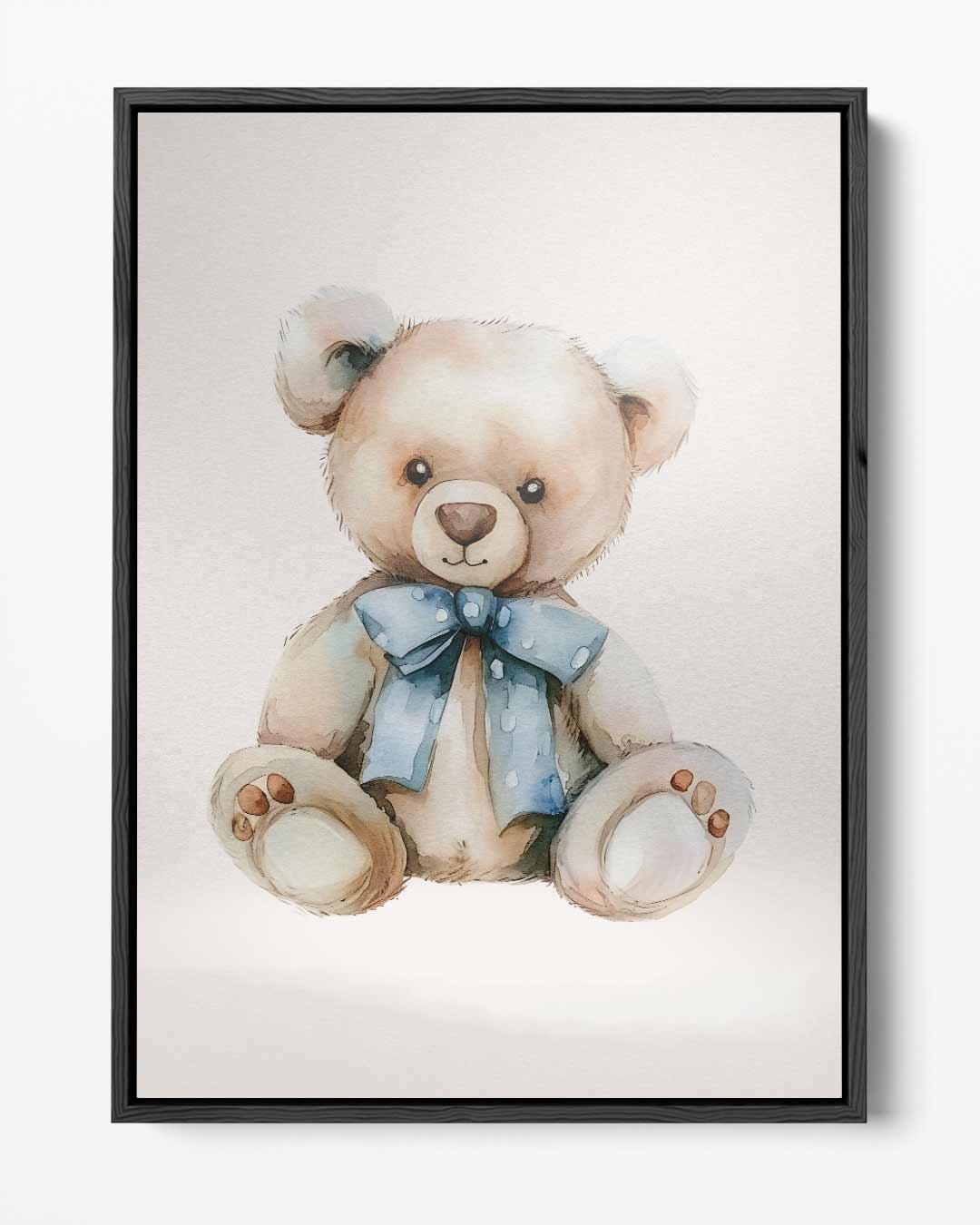 Schattige Beer met Blauwe Strik Kunstwerk-canvas-dibond-plexiglas-wanddecoratie-WallArtistic