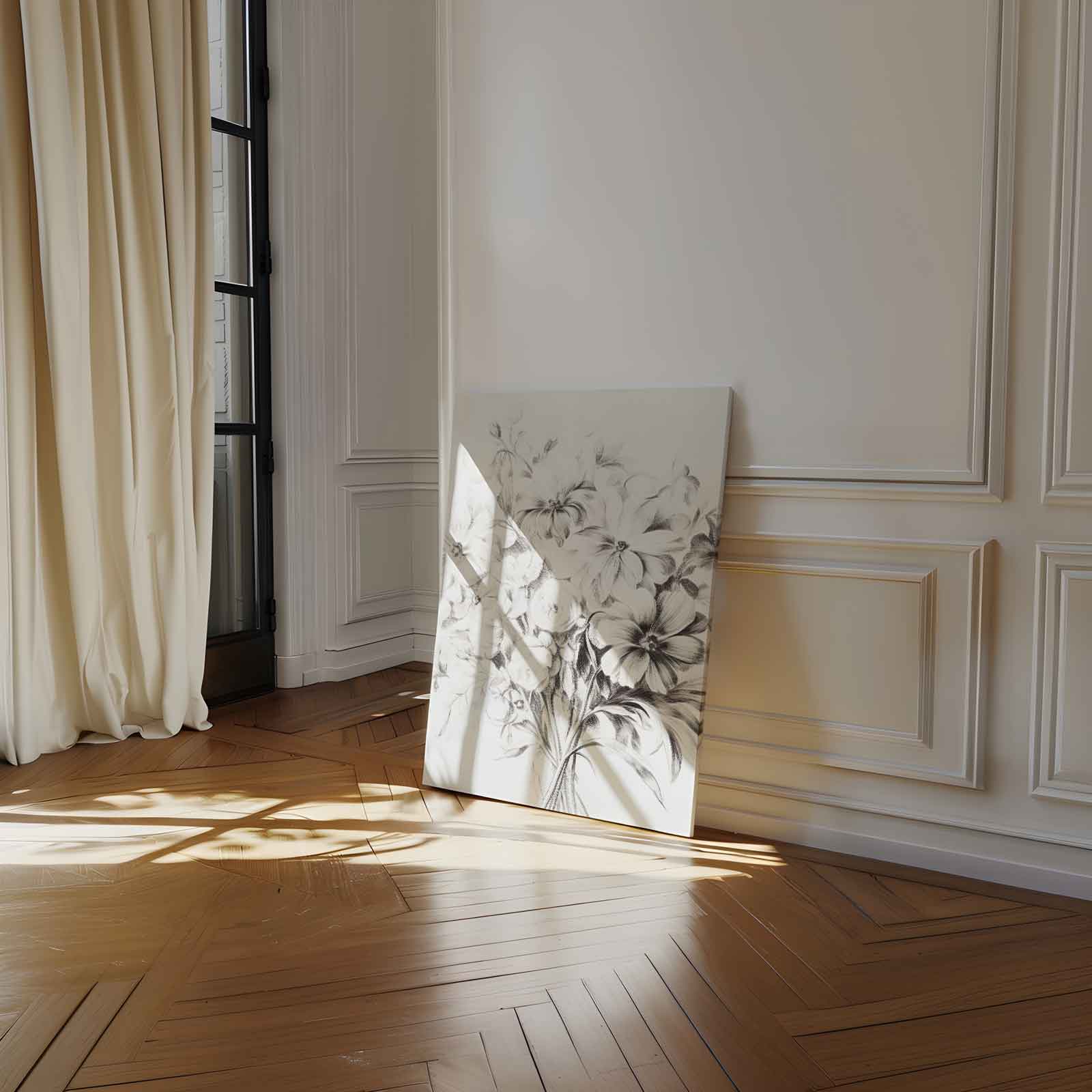 Zwart-wit Bloemenpracht Kunstwerk-canvas-dibond-plexiglas-wanddecoratie-WallArtistic