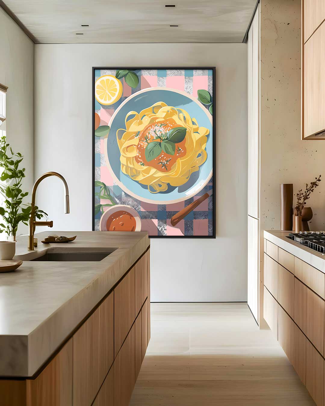 Heerlijke Pasta Illustratie Kunstwerk-canvas-dibond-plexiglas-wanddecoratie-WallArtistic