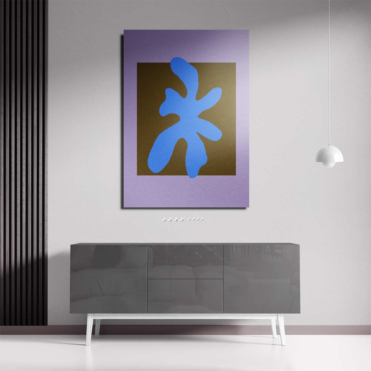 Abstracte Blauw Op Kleurblok Kunstwerk-canvas-dibond-plexiglas-wanddecoratie-WallArtistic