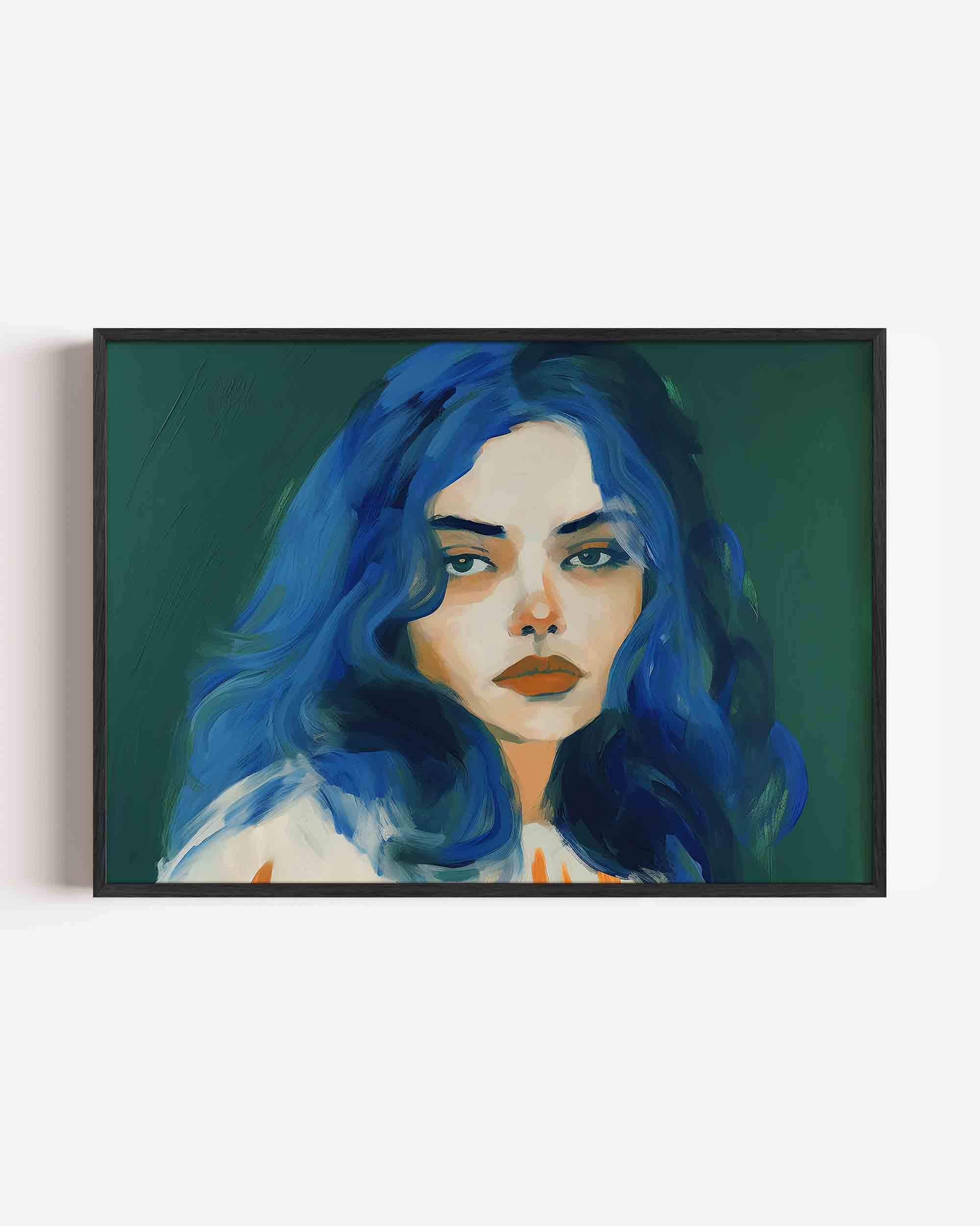 Vrouw met blauwe haren Poster