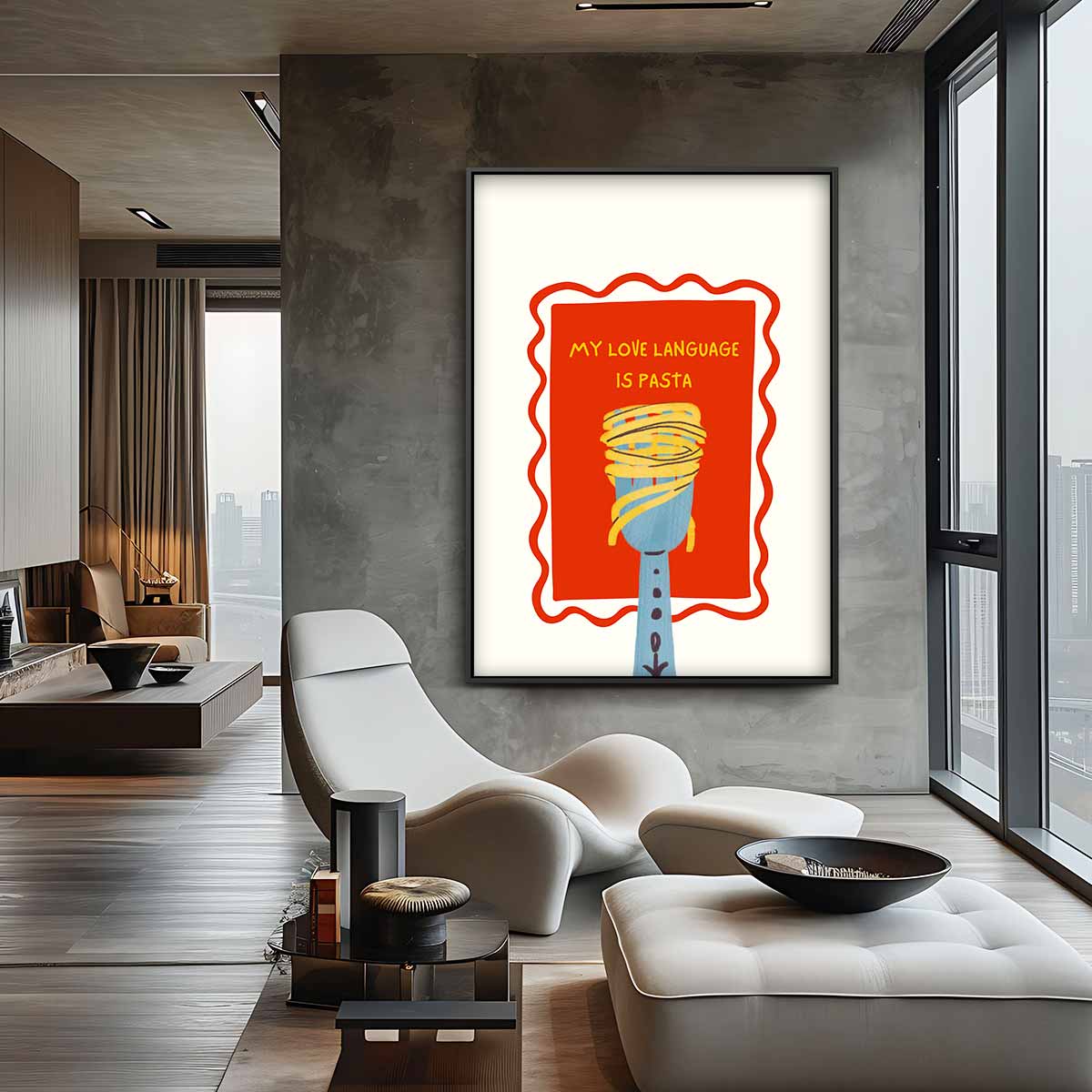 Pasta Liefdestaal Poster Kunstwerk-canvas-dibond-plexiglas-wanddecoratie-WallArtistic