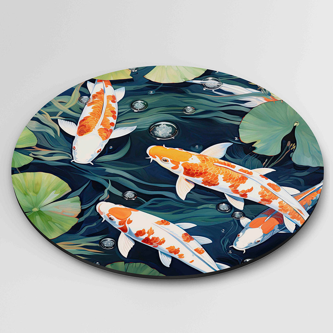 Koi vissen en waterlelies Muurcirkel