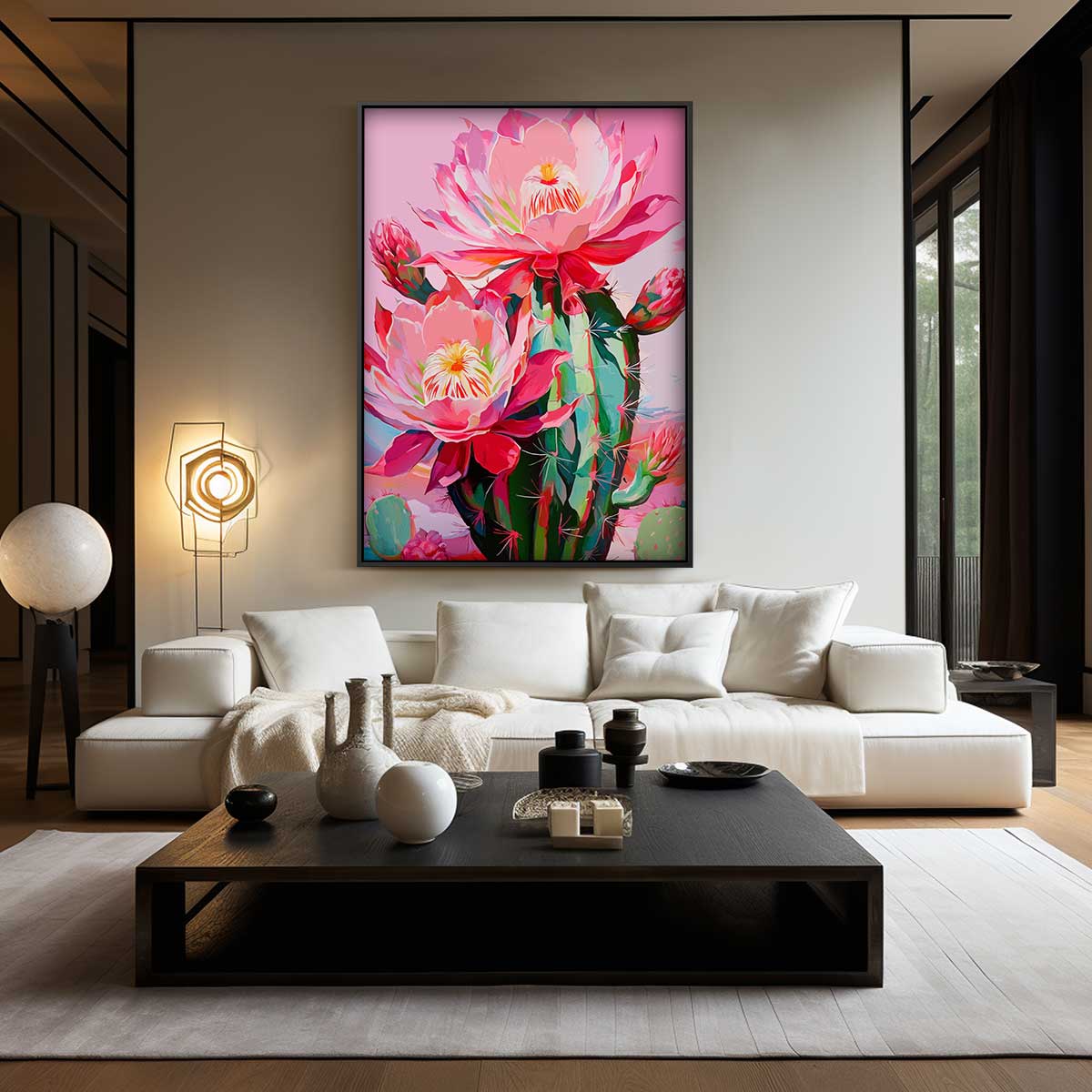 Bloeiende Cactus Pracht Kunstwerk-canvas-dibond-plexiglas-wanddecoratie-WallArtistic