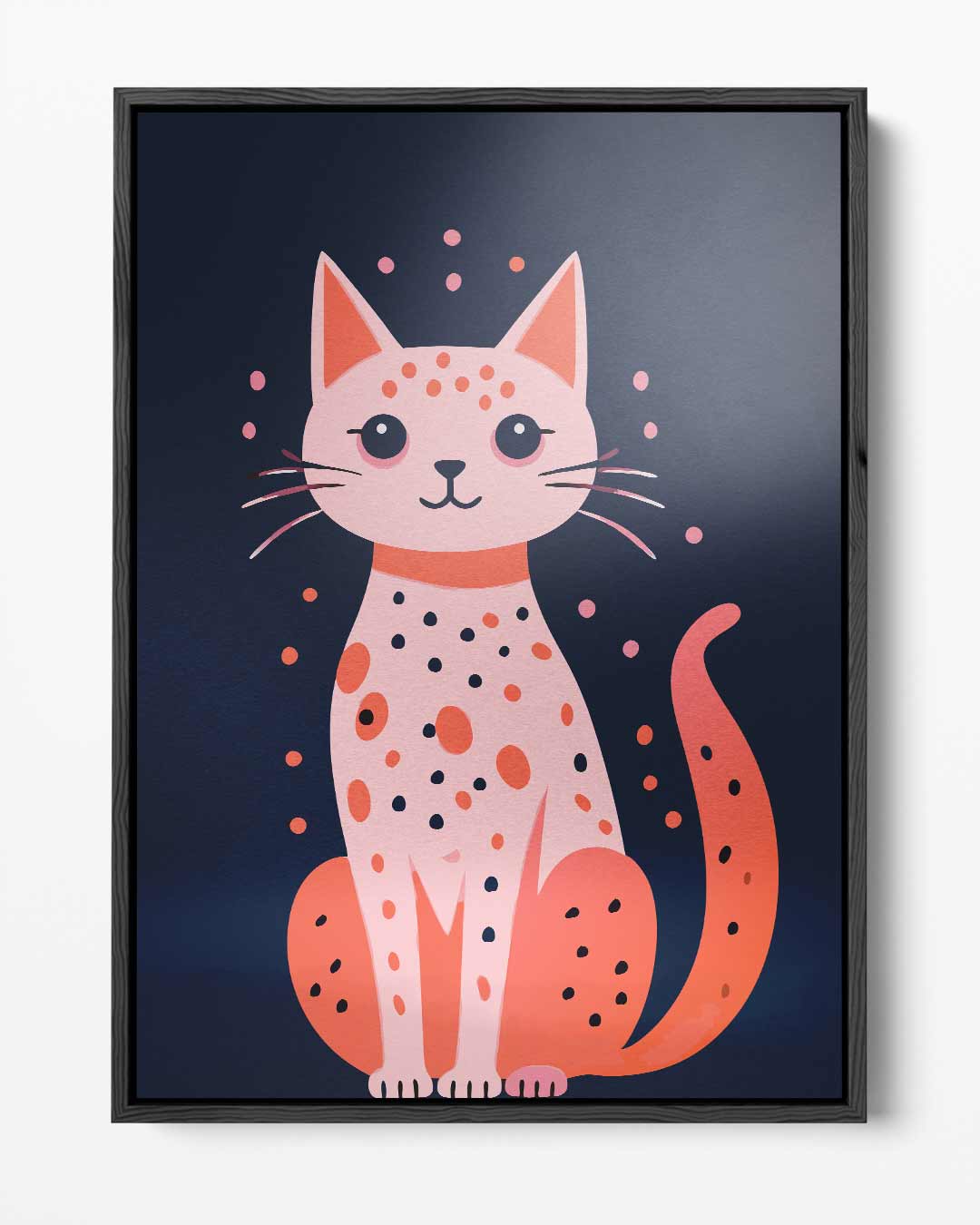 Vrolijke Kat Illustratie Kunstwerk-canvas-dibond-plexiglas-wanddecoratie-WallArtistic