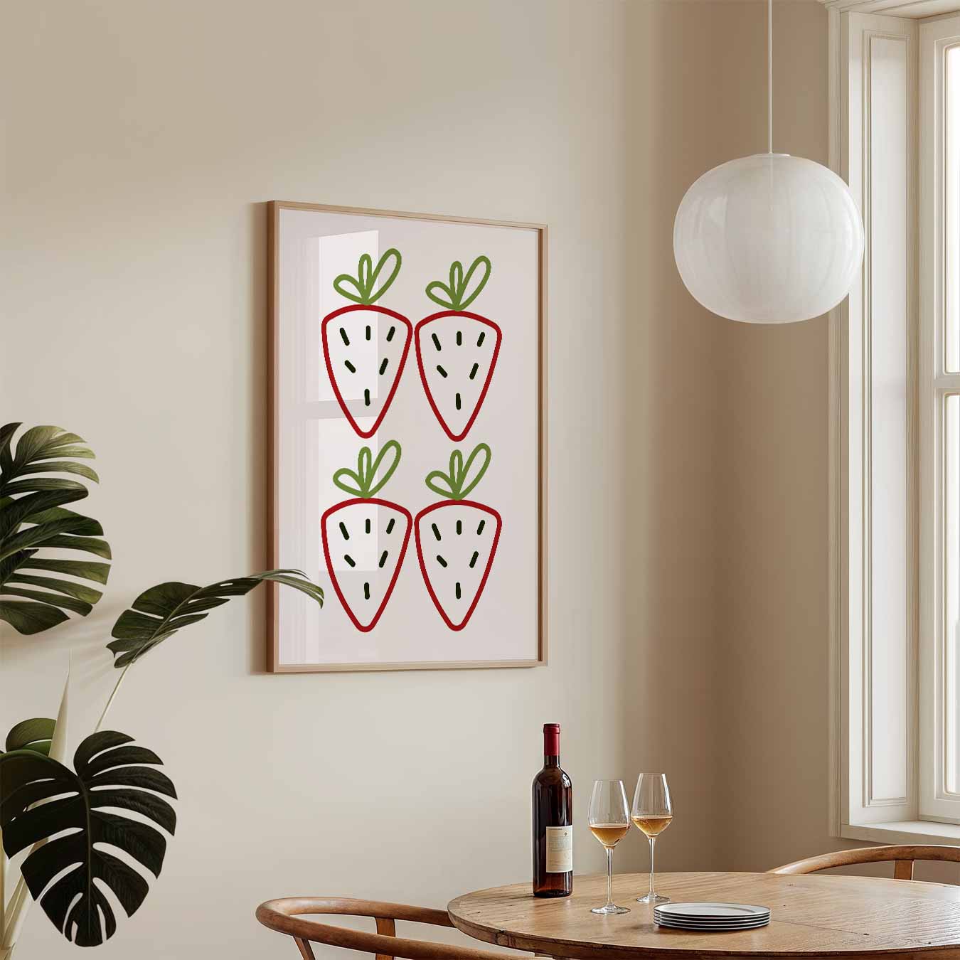 Vrolijke Aardbei Illustratie Poster