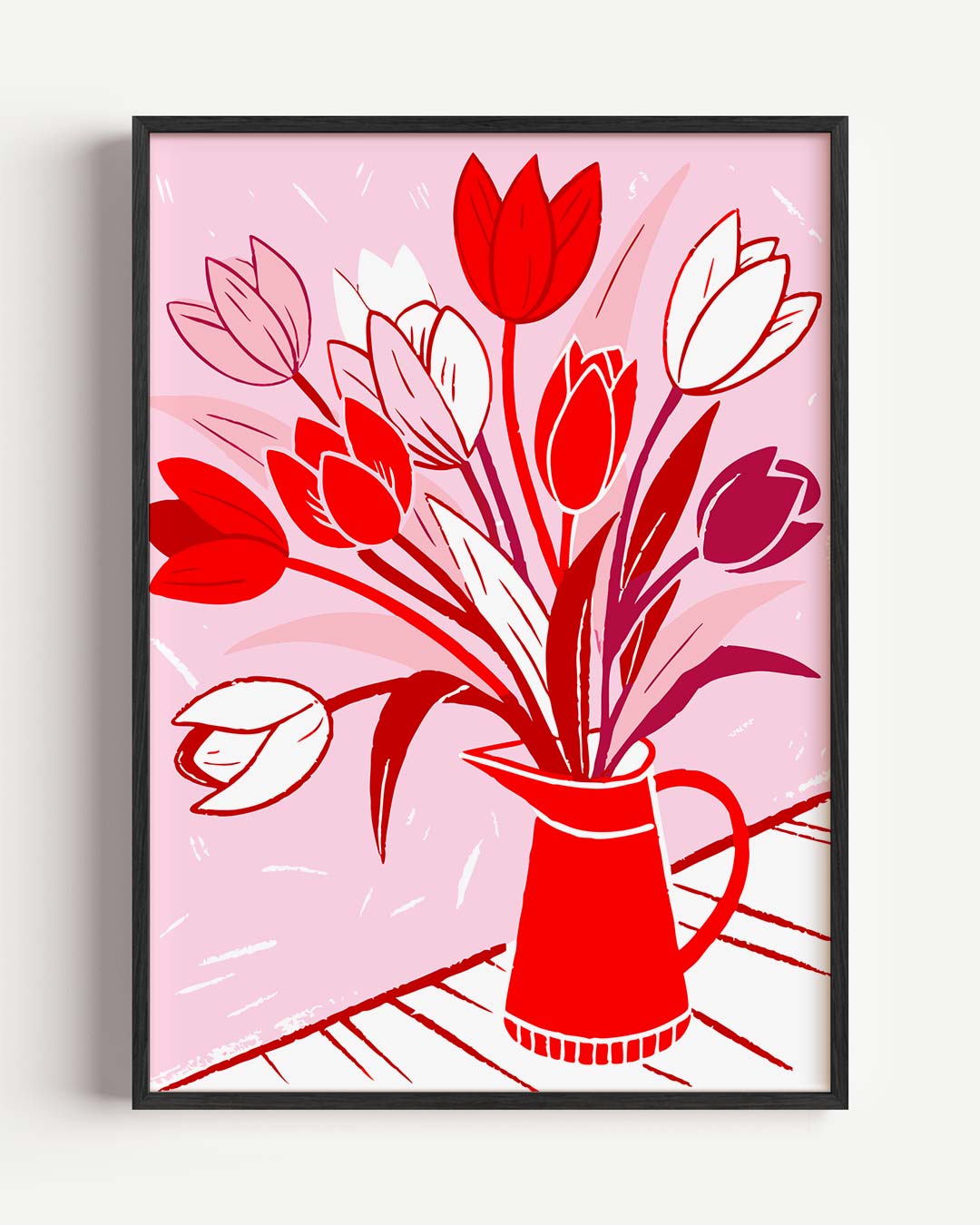 Bloeiende Tulpen in Rode Vaas Poster