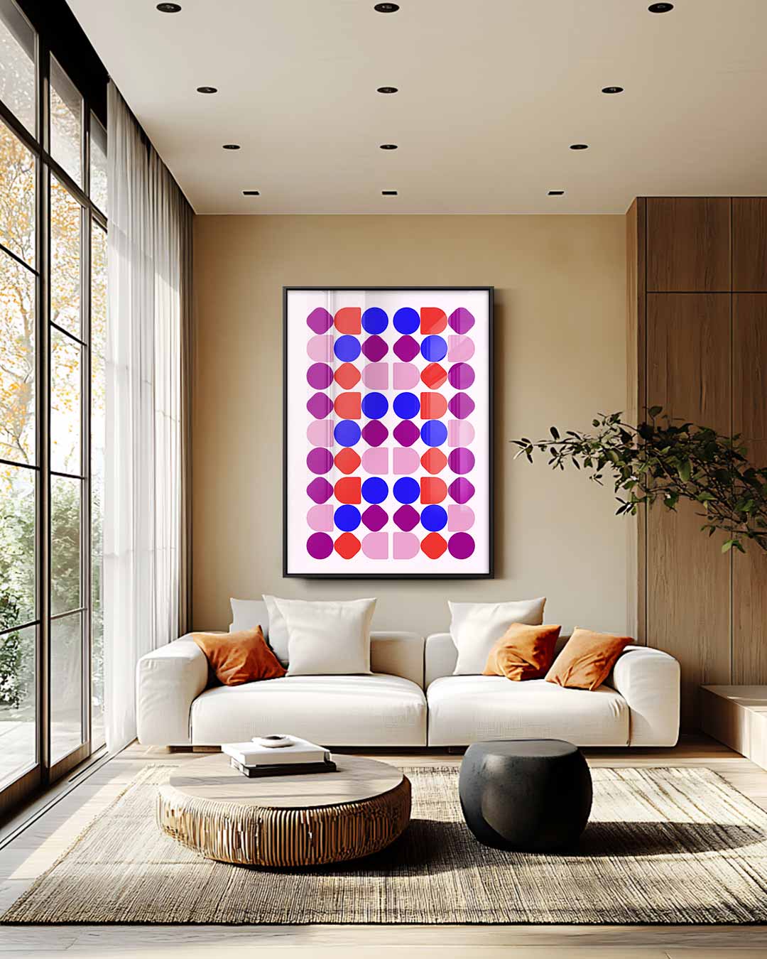 Kleurrijke Geometrische Compositie Kunstwerk-canvas-dibond-plexiglas-wanddecoratie-WallArtistic