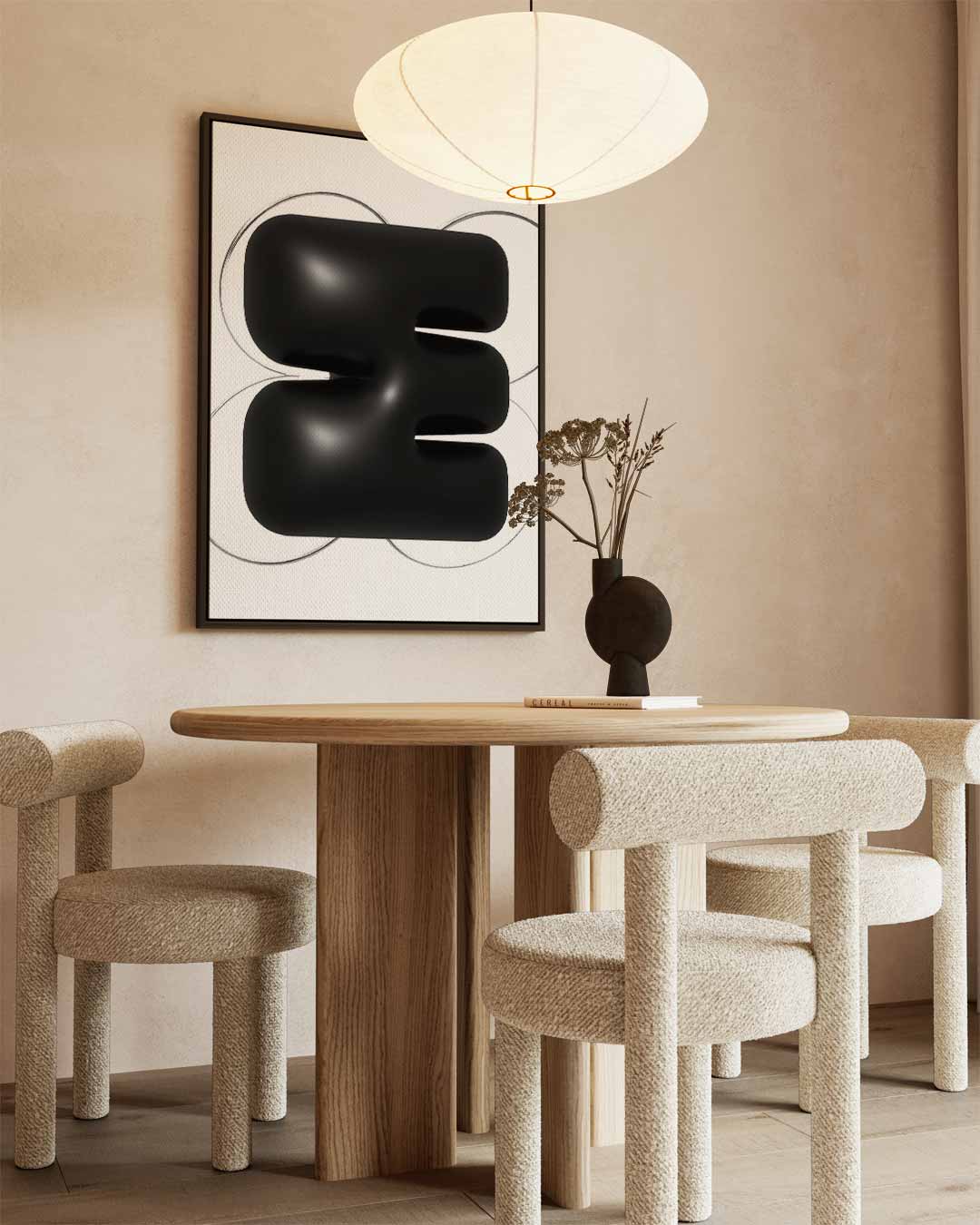 Abstracte Zwarte Sculptuur Kunstwerk-canvas-dibond-plexiglas-wanddecoratie-WallArtistic