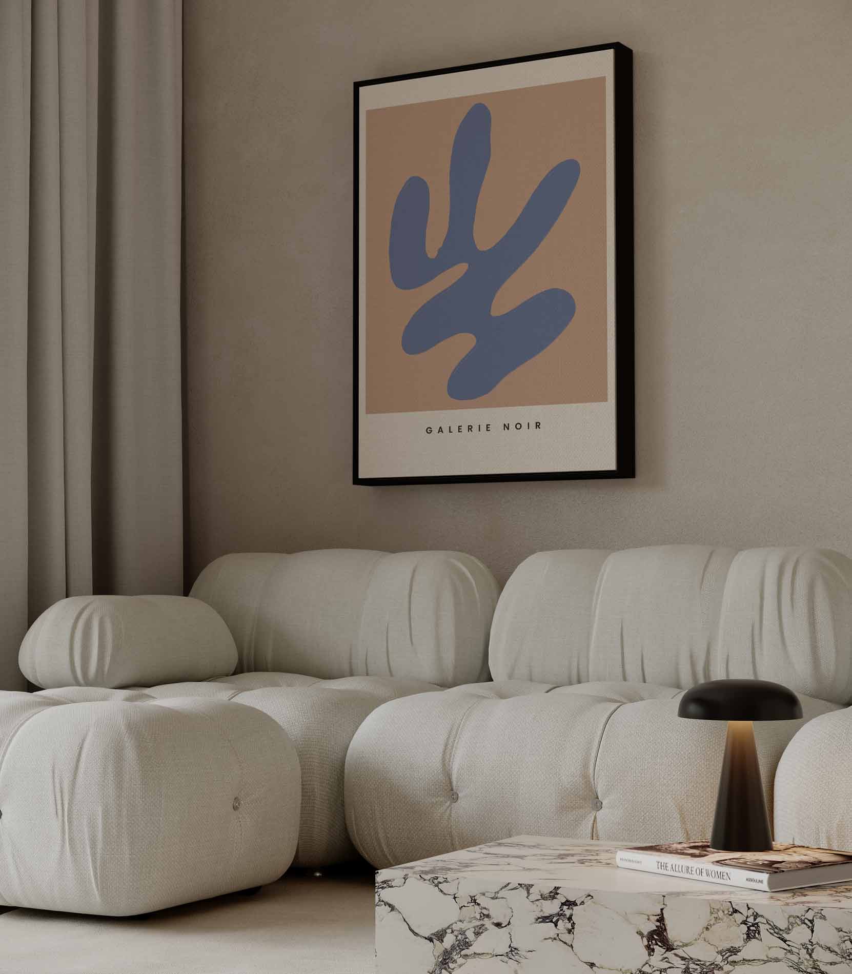 Blauwe Abstractie op Nude Kunstwerk-canvas-dibond-plexiglas-wanddecoratie-WallArtistic