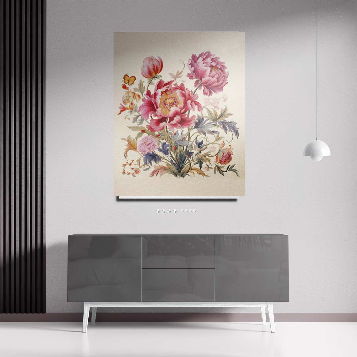 Bloemenpracht met Vlinder Kunstwerk-canvas-dibond-plexiglas-wanddecoratie-WallArtistic