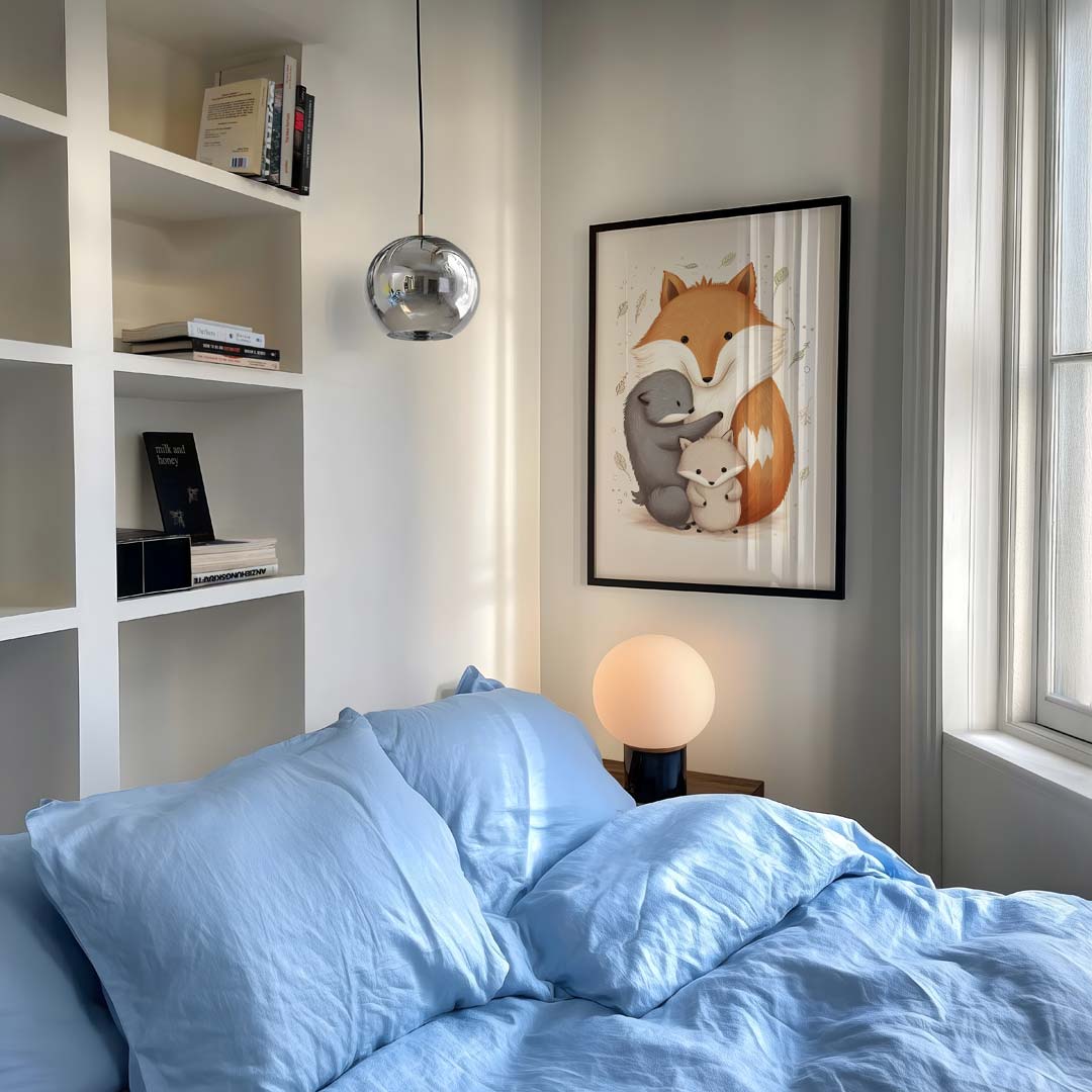 Knuffelende Vosjes Familie Poster-WallArtistic