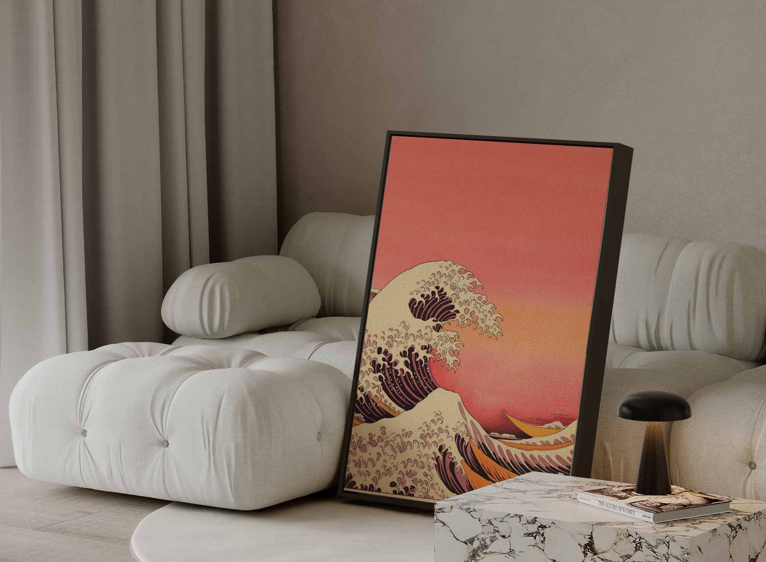 Golven in Zonsondergang Kunstwerk-canvas-dibond-plexiglas-wanddecoratie-WallArtistic