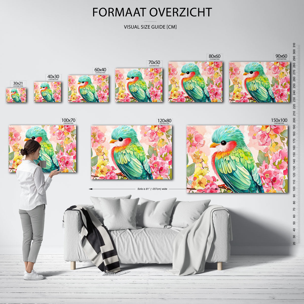 Vogel en bloemen Poster
