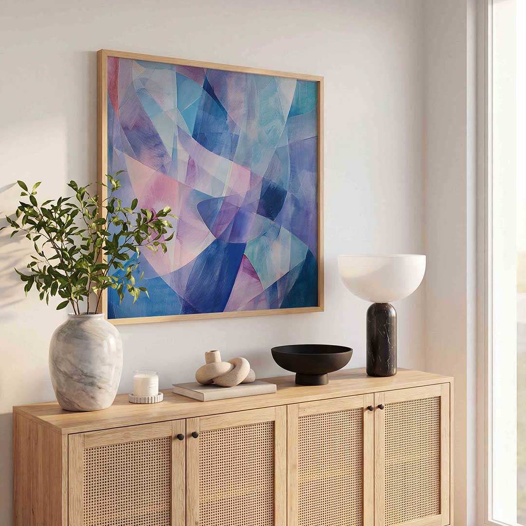 Abstracte blauwe vormen Poster