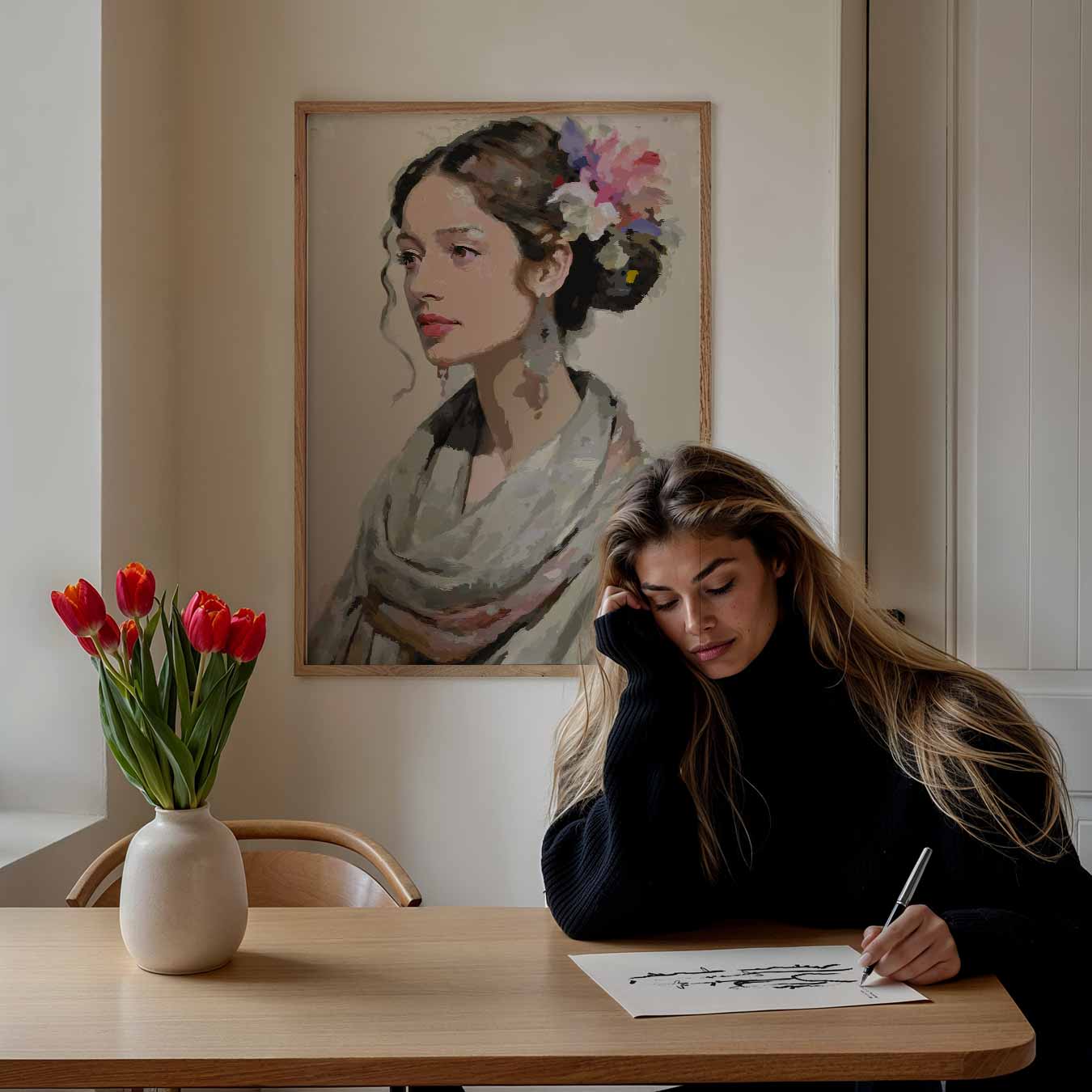 Stijlvolle Bloemenportret Poster
