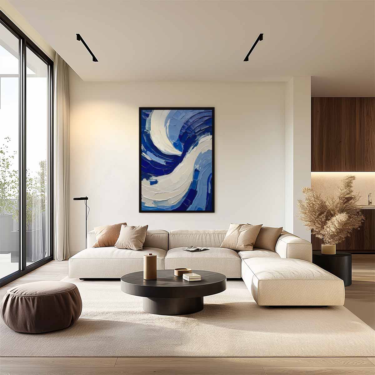 Golf van Blauwe Energie Kunstwerk-canvas-dibond-plexiglas-wanddecoratie-WallArtistic