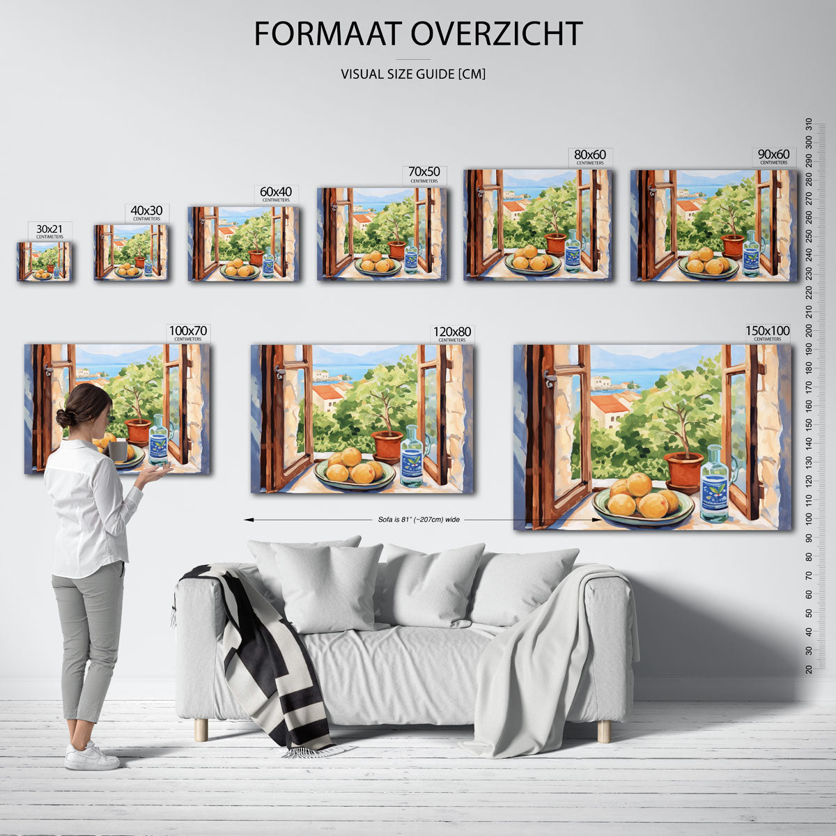 Uitzicht met citrus en fles Poster