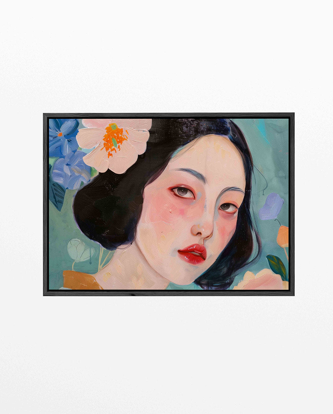 Vrouwelijk portret bloemen Kunstwerk