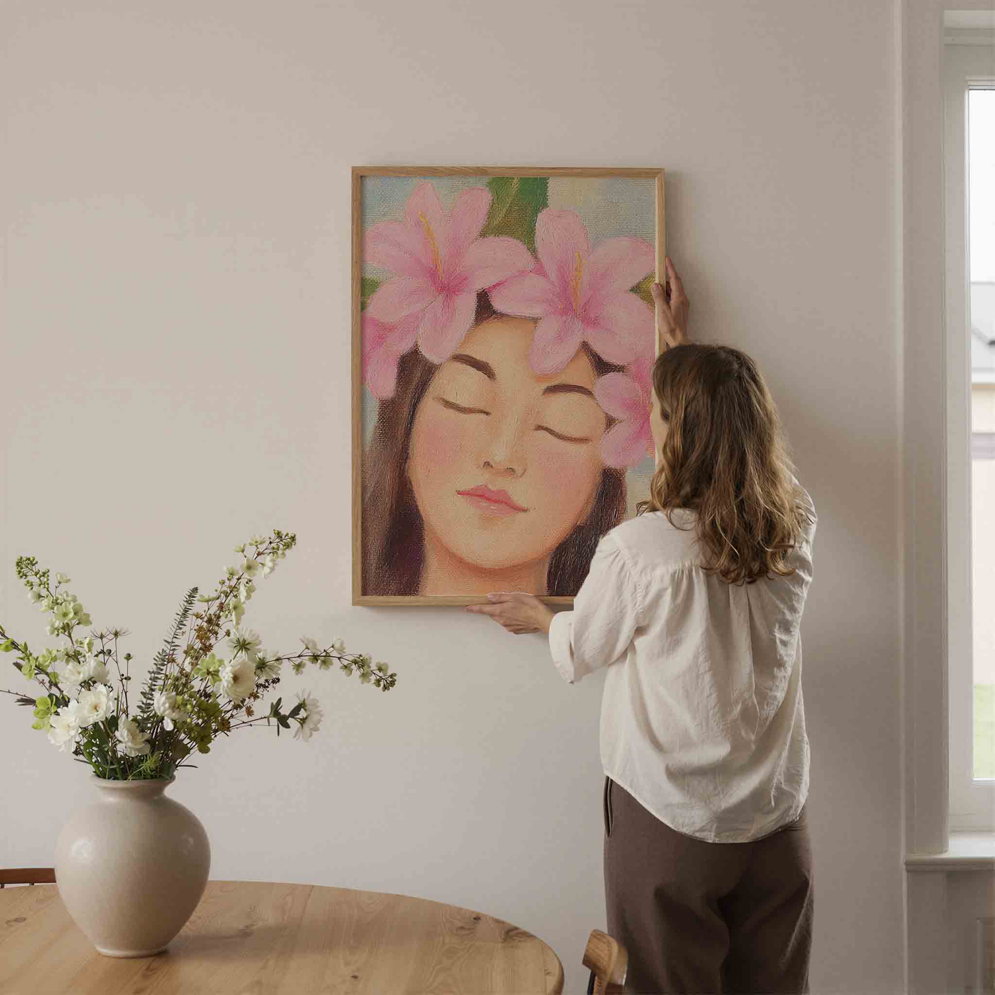 Vrouw met bloemen Poster