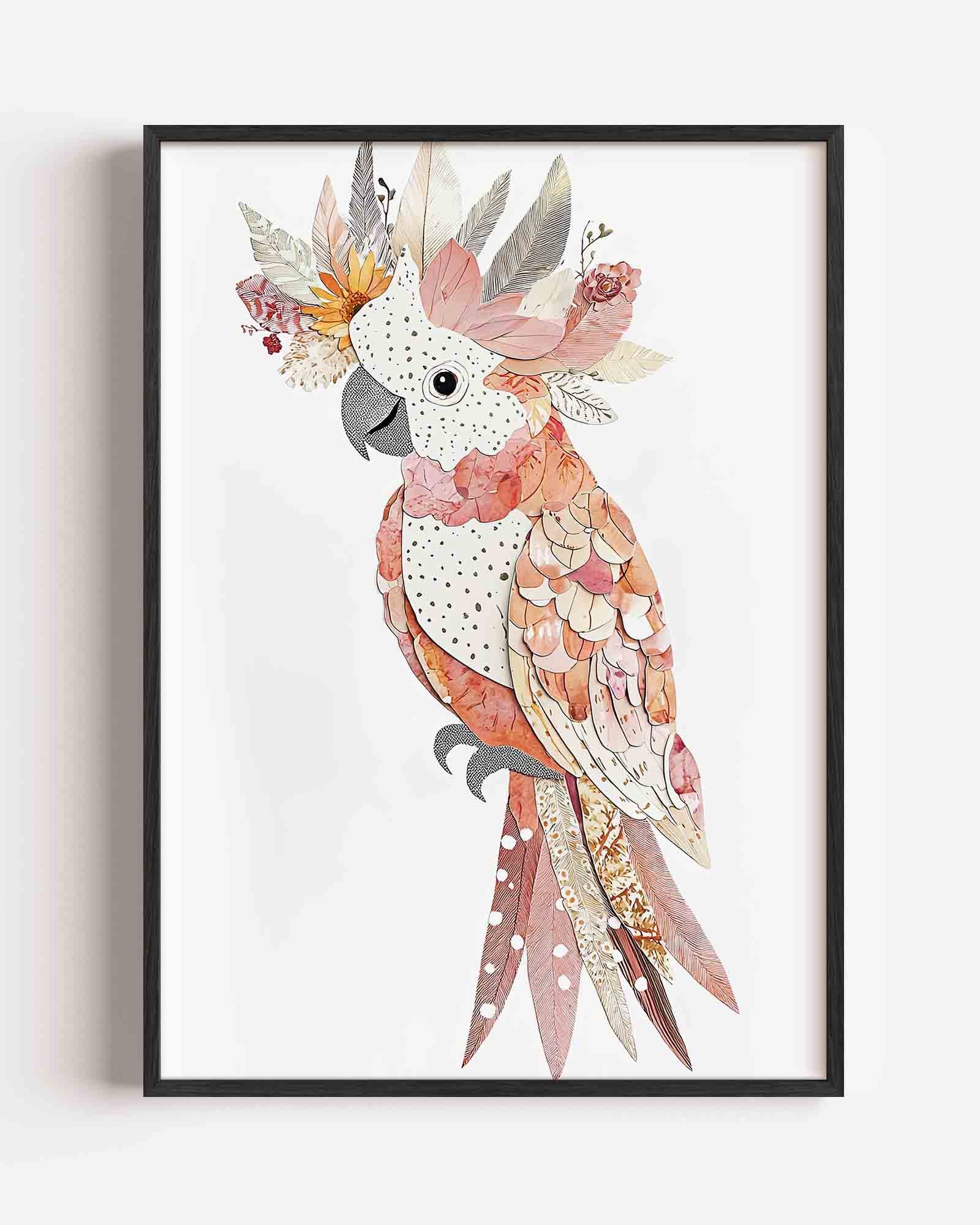 Papegaai met bloemen Poster