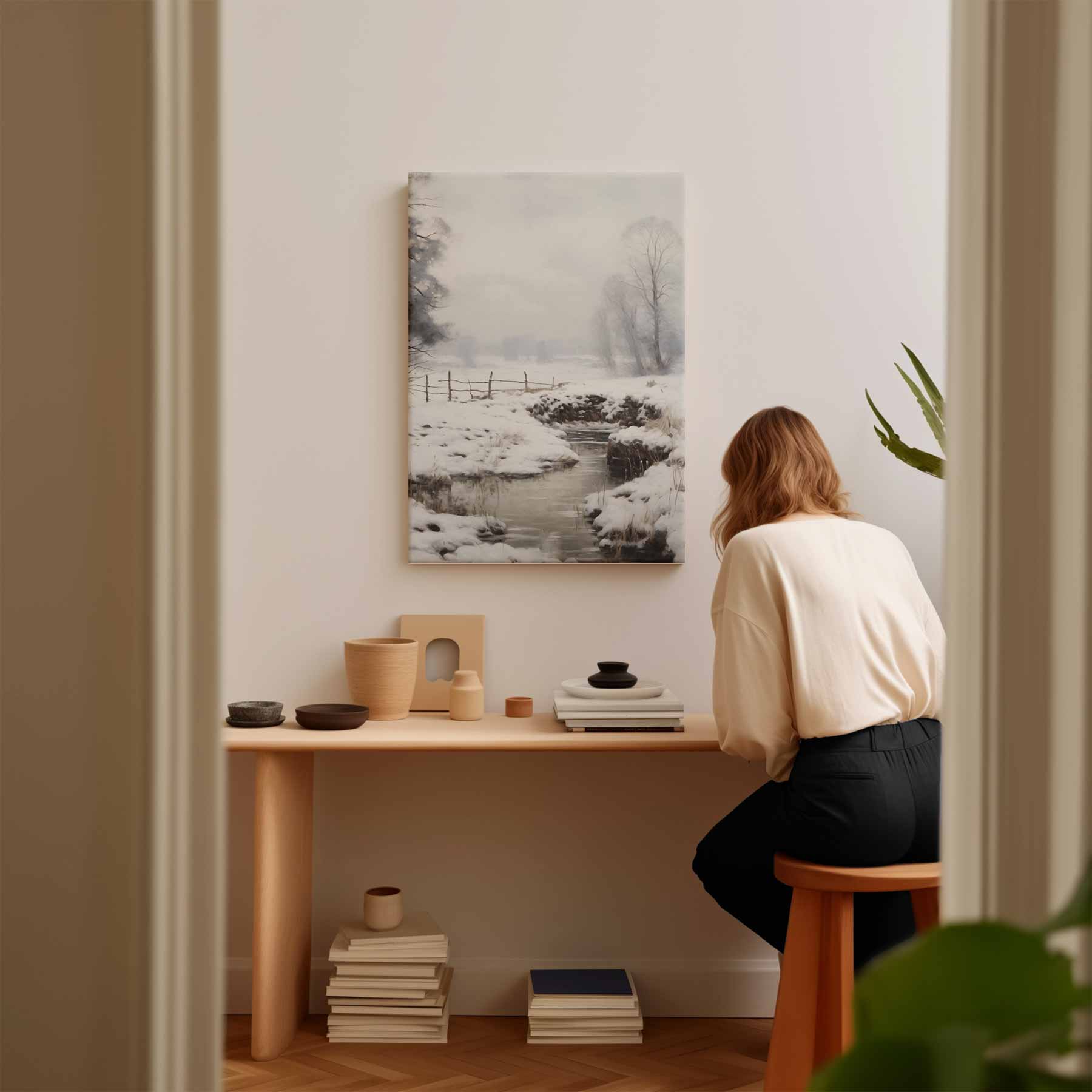 Winterse Rustieke Landschap Kunstwerk-canvas-dibond-plexiglas-wanddecoratie-WallArtistic