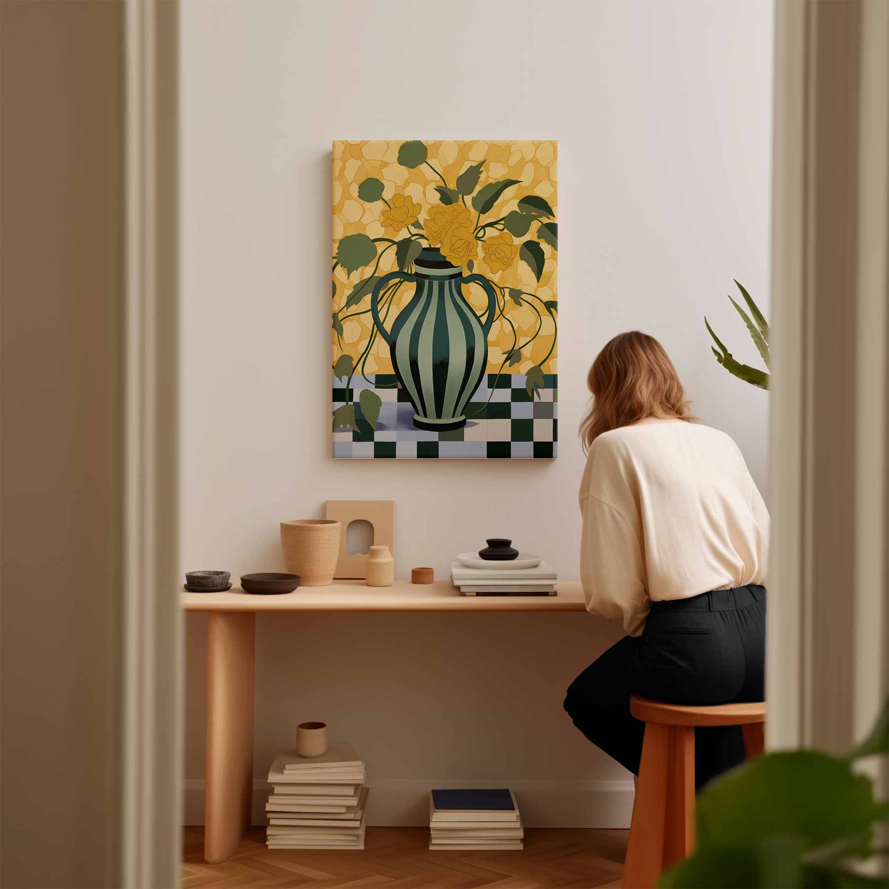 Gouden Bloemendroom Kunstwerk-canvas-dibond-plexiglas-wanddecoratie-WallArtistic