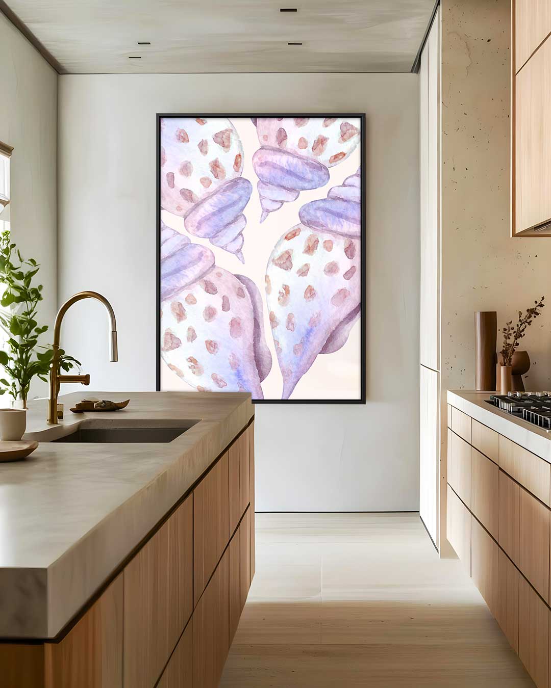 Pastelkleurige Schelpenkunst Kunstwerk-canvas-dibond-plexiglas-wanddecoratie-WallArtistic